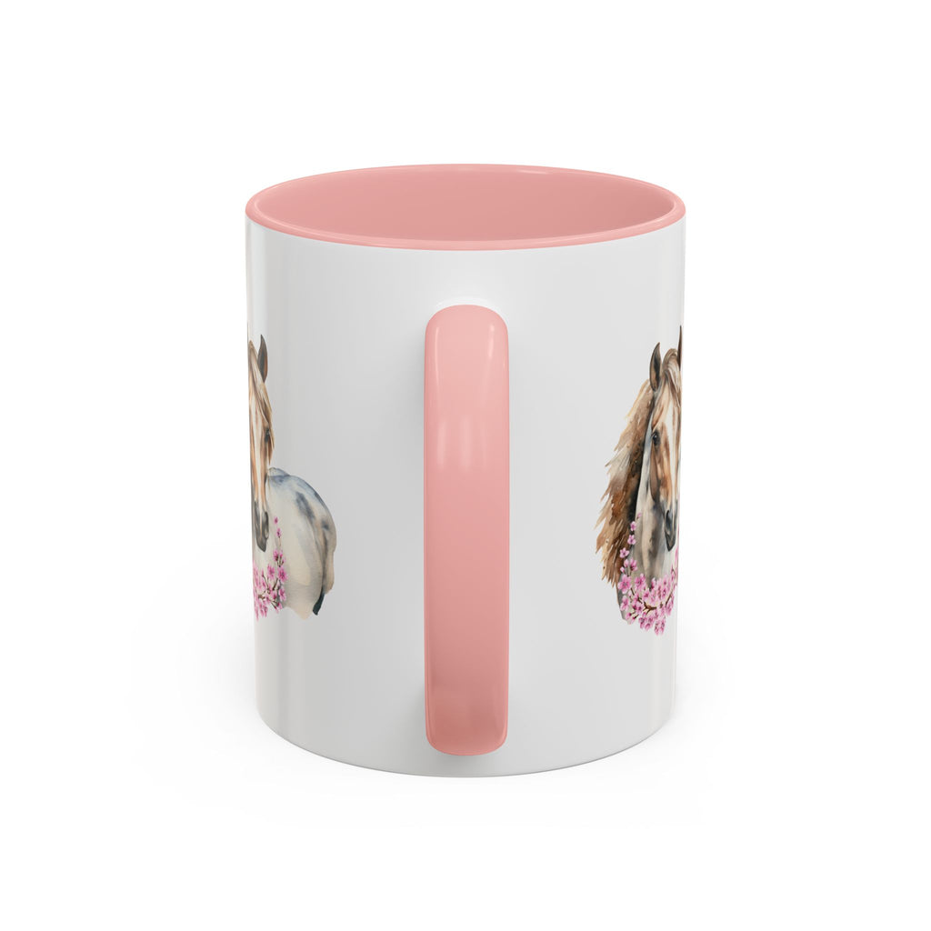 Horse Portrait Accent Coffee Mug — Floral Necklace Rustic Equestrian Gift (11/15oz)