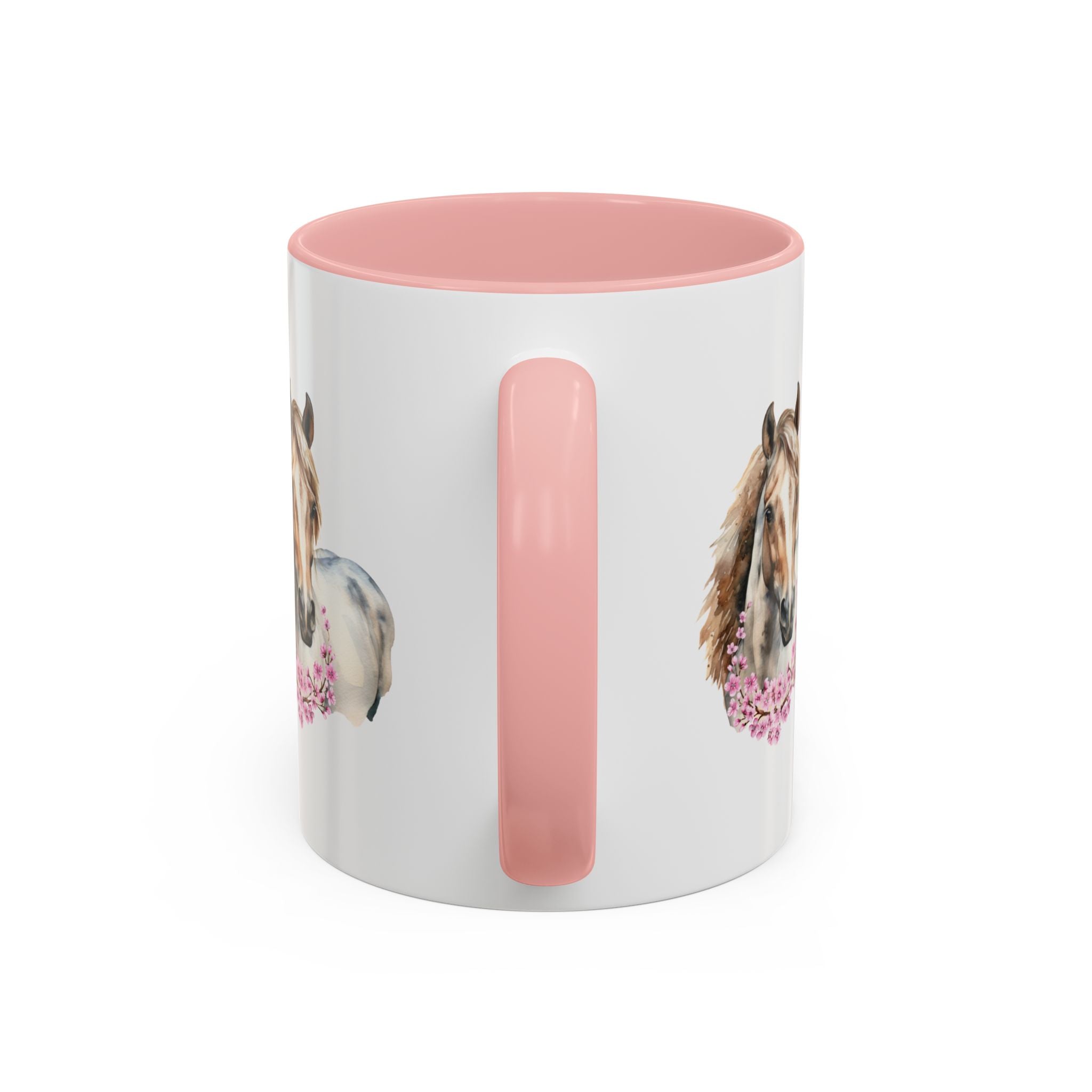 Horse Portrait Accent Coffee Mug — Floral Necklace Rustic Equestrian Gift (11/15oz)