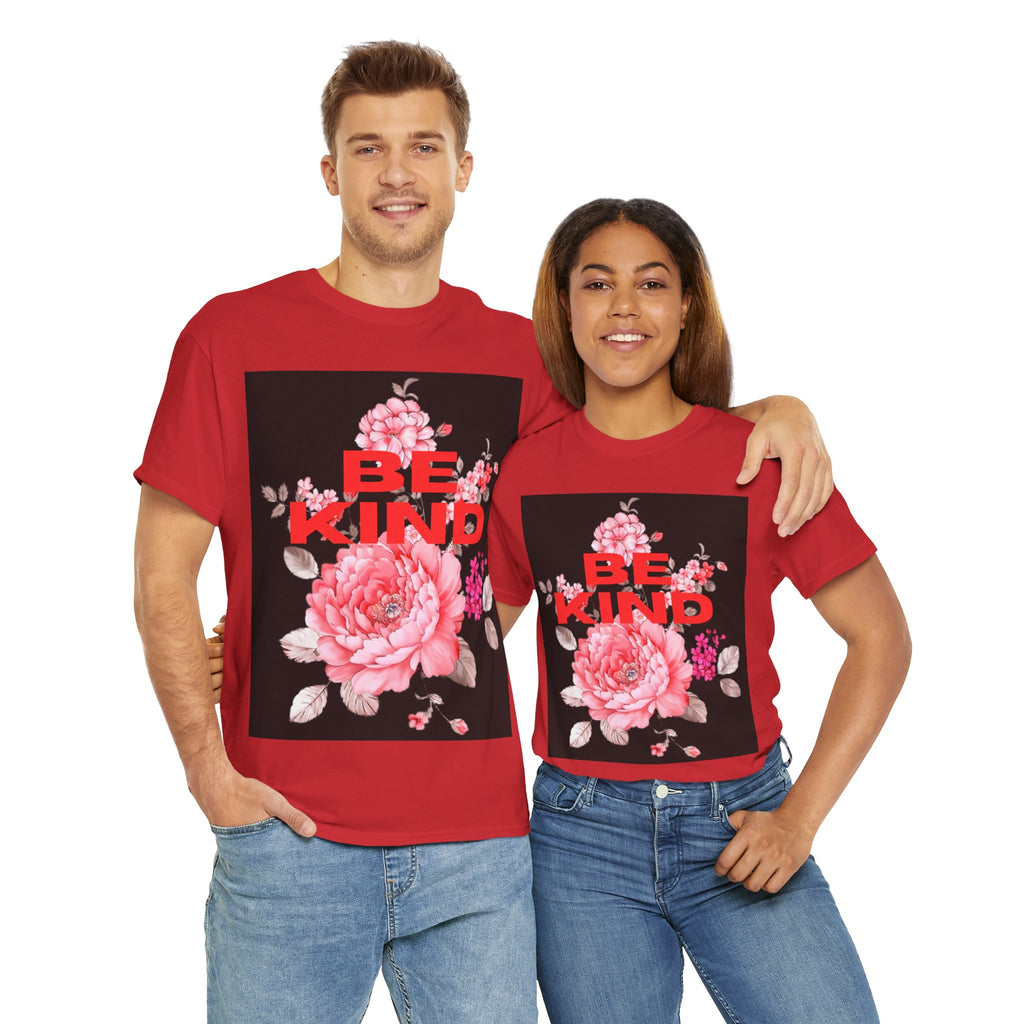 Unisex Heavy Cotton Tee - 'Be Kind' Floral Design, Motivational T-Shirt, Positive Vibes, Gifts for Friends, Casual Wear
