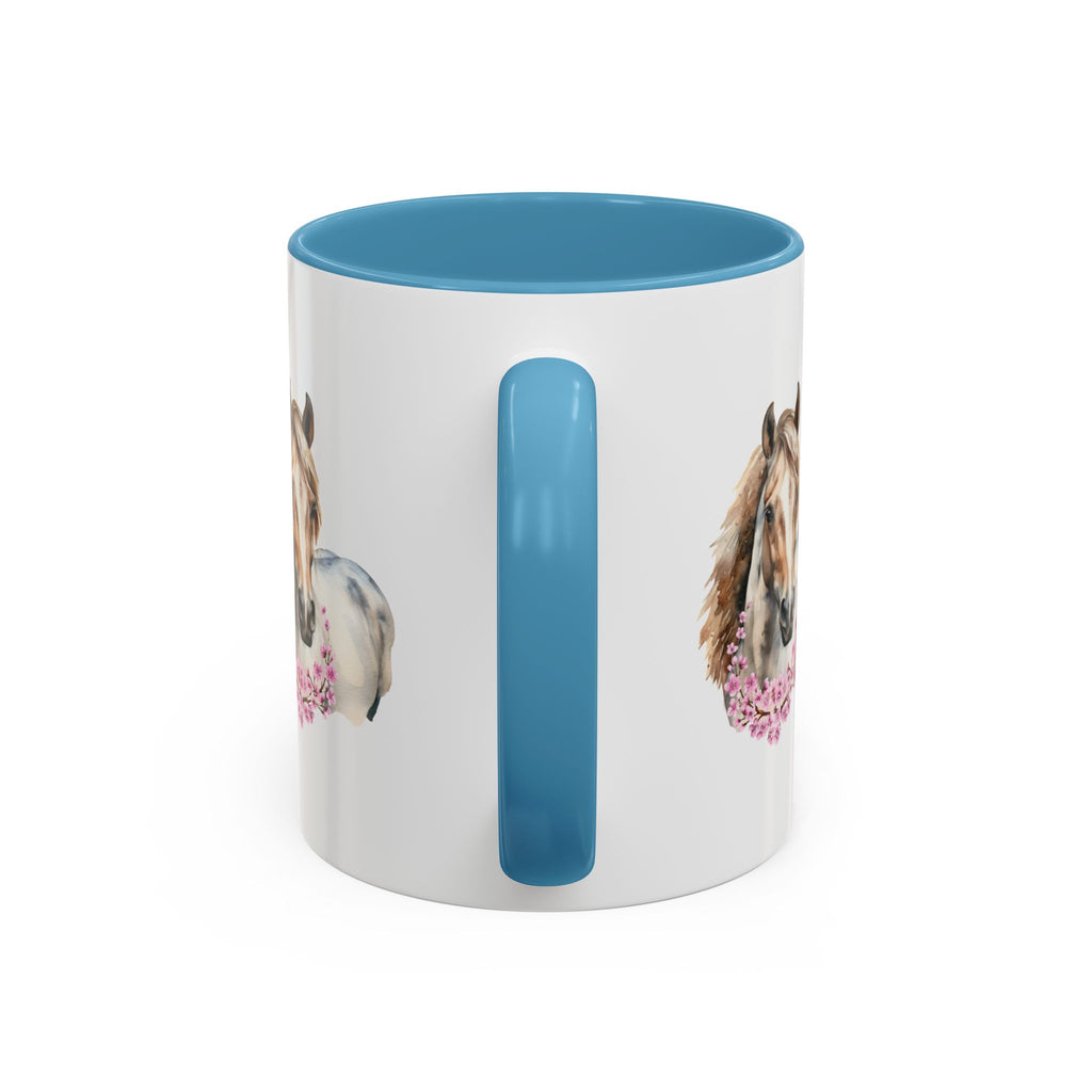 Horse Portrait Accent Coffee Mug — Floral Necklace Rustic Equestrian Gift (11/15oz)