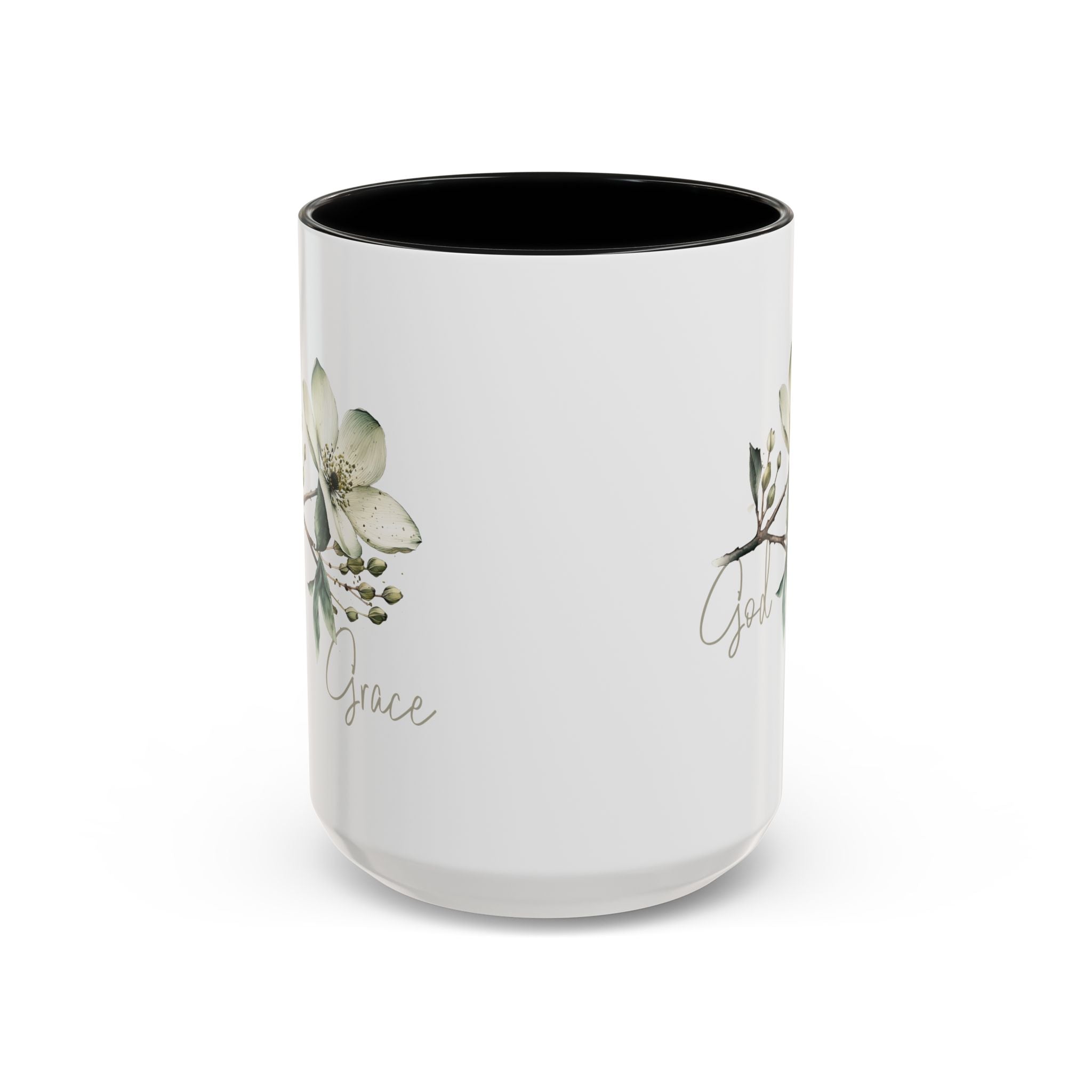 Floral Accent Coffee Mug | God Grace Gift, Nature-Inspired Tea Cup, Inspirational Drinkware for Home, Office, Mother's Day
