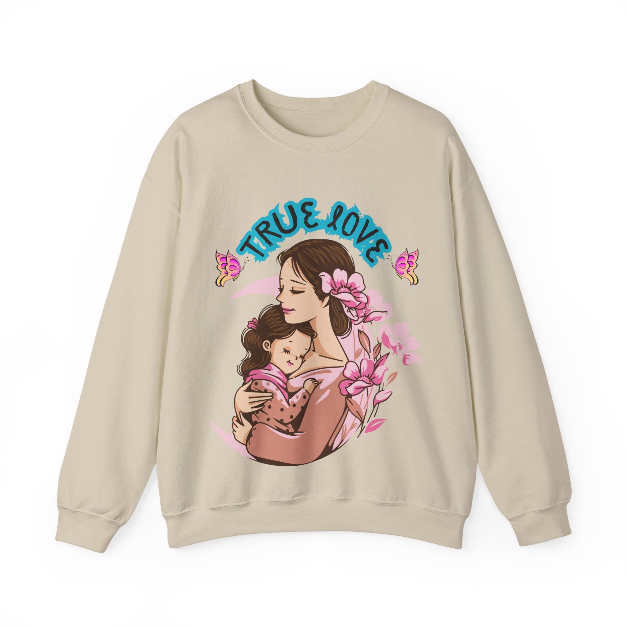 True Love Crewneck Sweatshirt | Family Gift, Mother's Day Apparel, Cozy Sweatshirt, Comfort Wear, Floral Design
