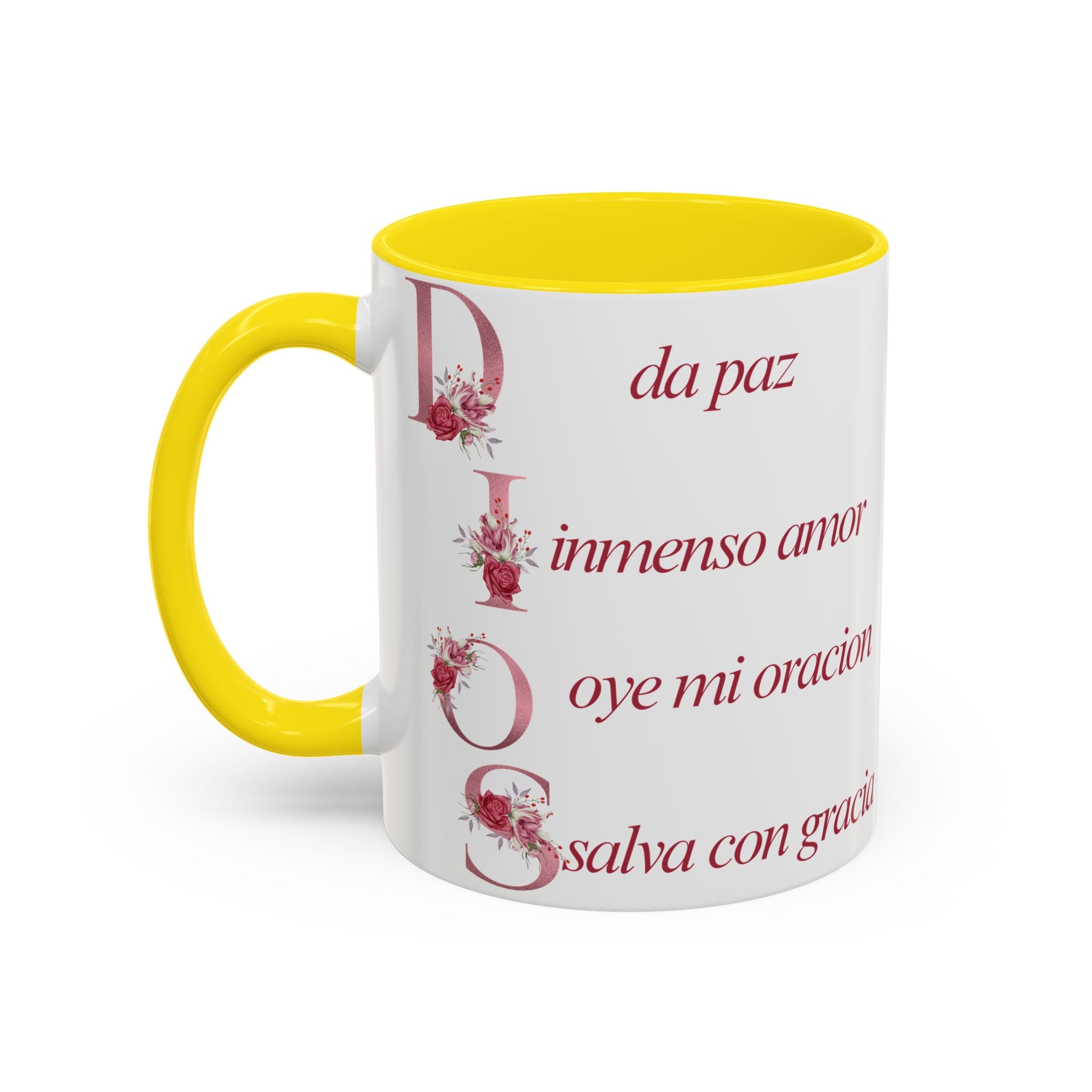 Inspirational Accent Coffee Mug with Floral Design - 11/15oz