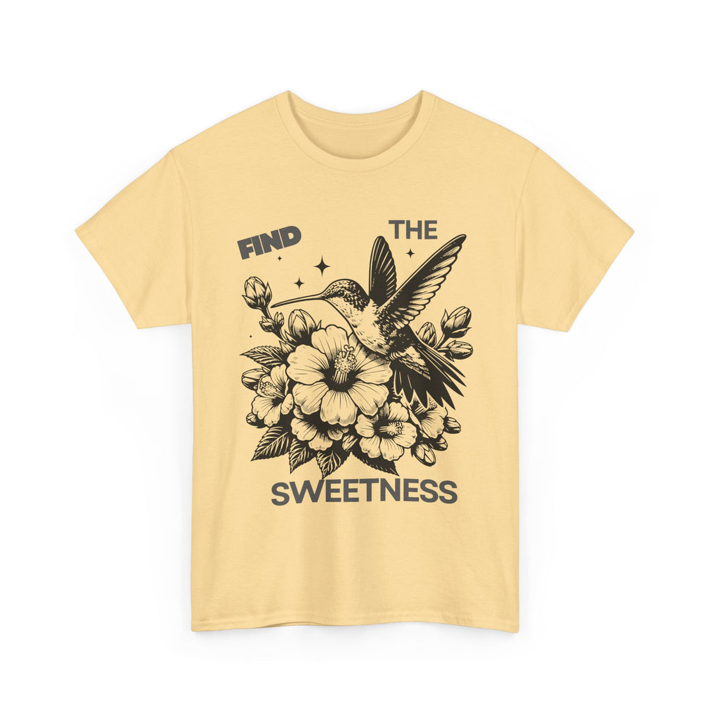 Find The Sweetness Tee — Floral Hummingbird Graphic T-Shirt
