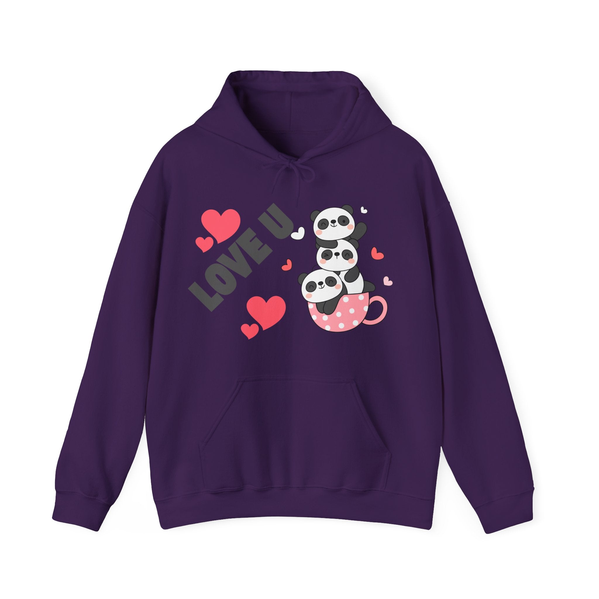 Cute Panda Love Hoodie for Couples, Valentine's Day Gift, Cozy Sweatshirt, Unisex Love Hoodie, Animal Lover Apparel, Cute Sweatshirt