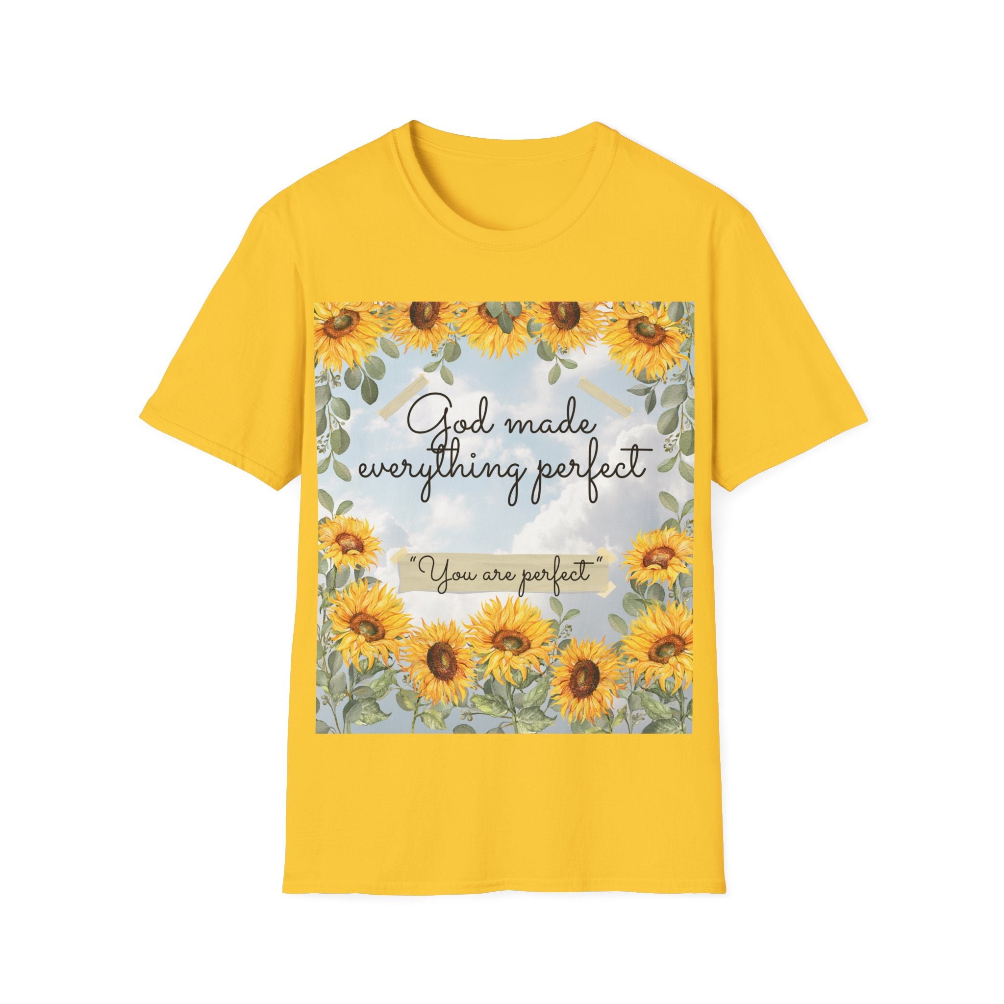 God Made Everything Perfect Sunflower T-Shirt, Inspirational Tee, Gift for Her, Positive Affirmation Apparel, Summer Style, [...]