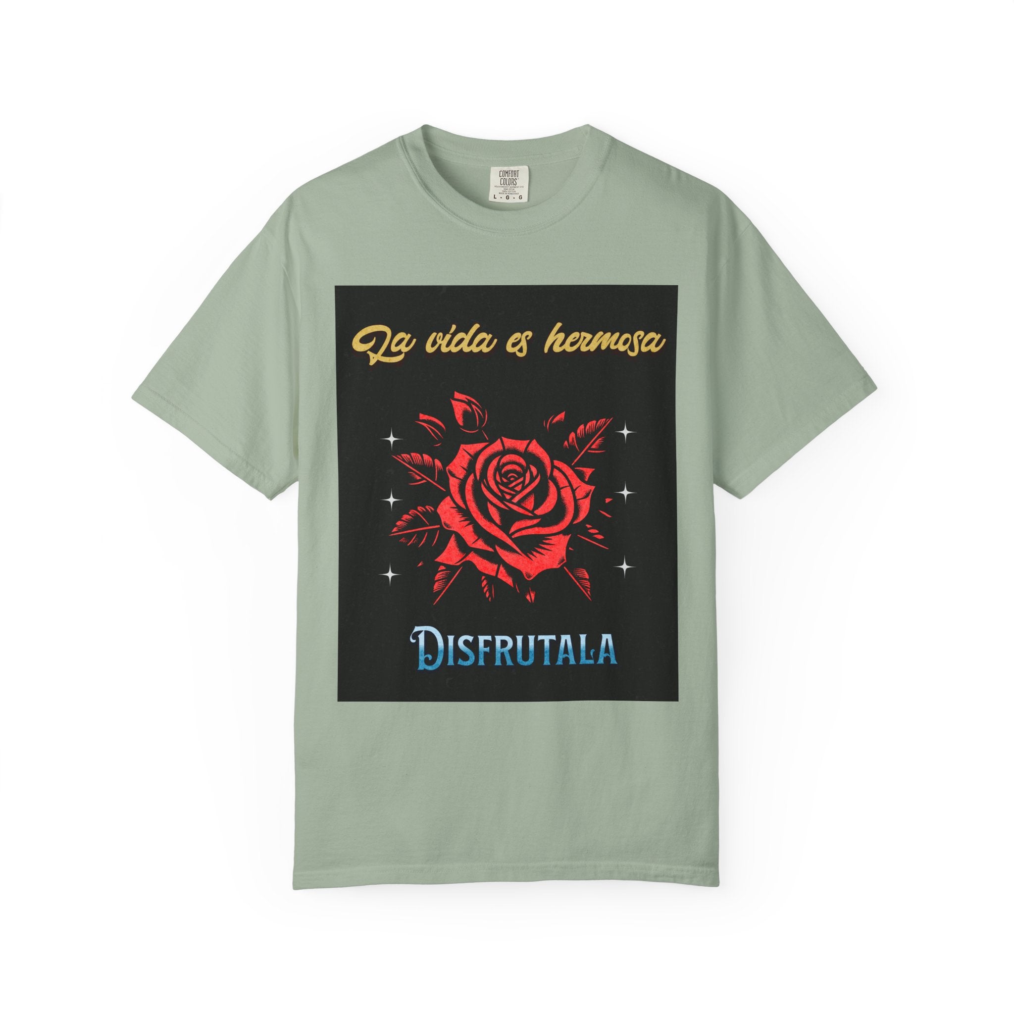 Vibrant Graphic Tee - 'La Vida es Hermosa' Rose Design, Unisex Cotton T-shirt, Gift for Friends, Positive Vibes, Casual Wear, Summer Style