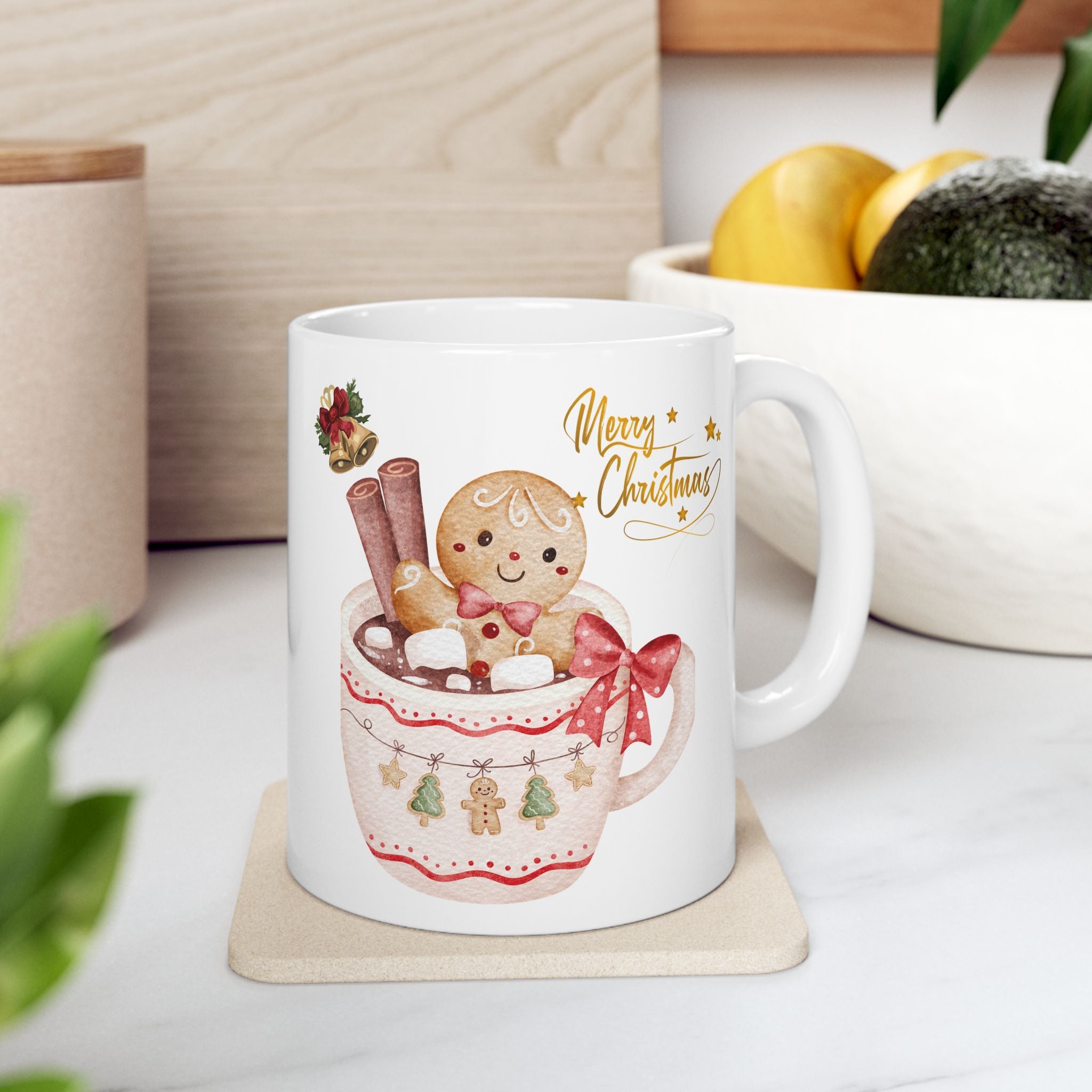 Festive Christmas Mug, Holiday Gift, Coffee Cup, Winter Decor, Ceramic Mug, Christmas Celebration