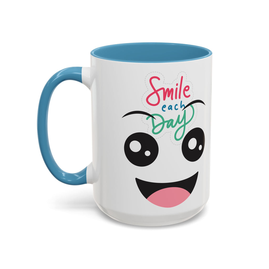 Smile Each Day Coffee Mug — Cute Cartoon Face Accent Mug (11/15oz)