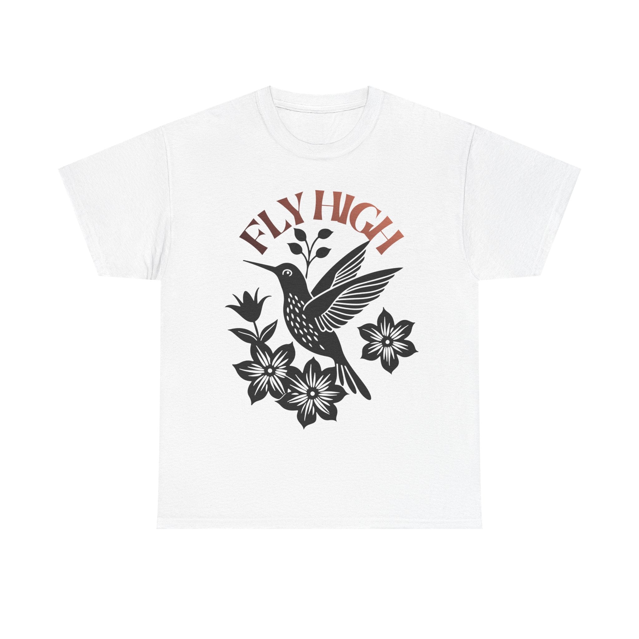 Fly High Hummingbird T-Shirt — Floral Retro Nature Tee