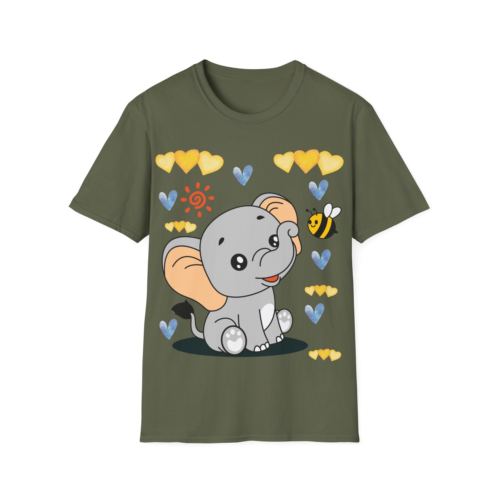Cute Baby Elephant & Bee Tee — Kids Animal Graphic T-Shirt