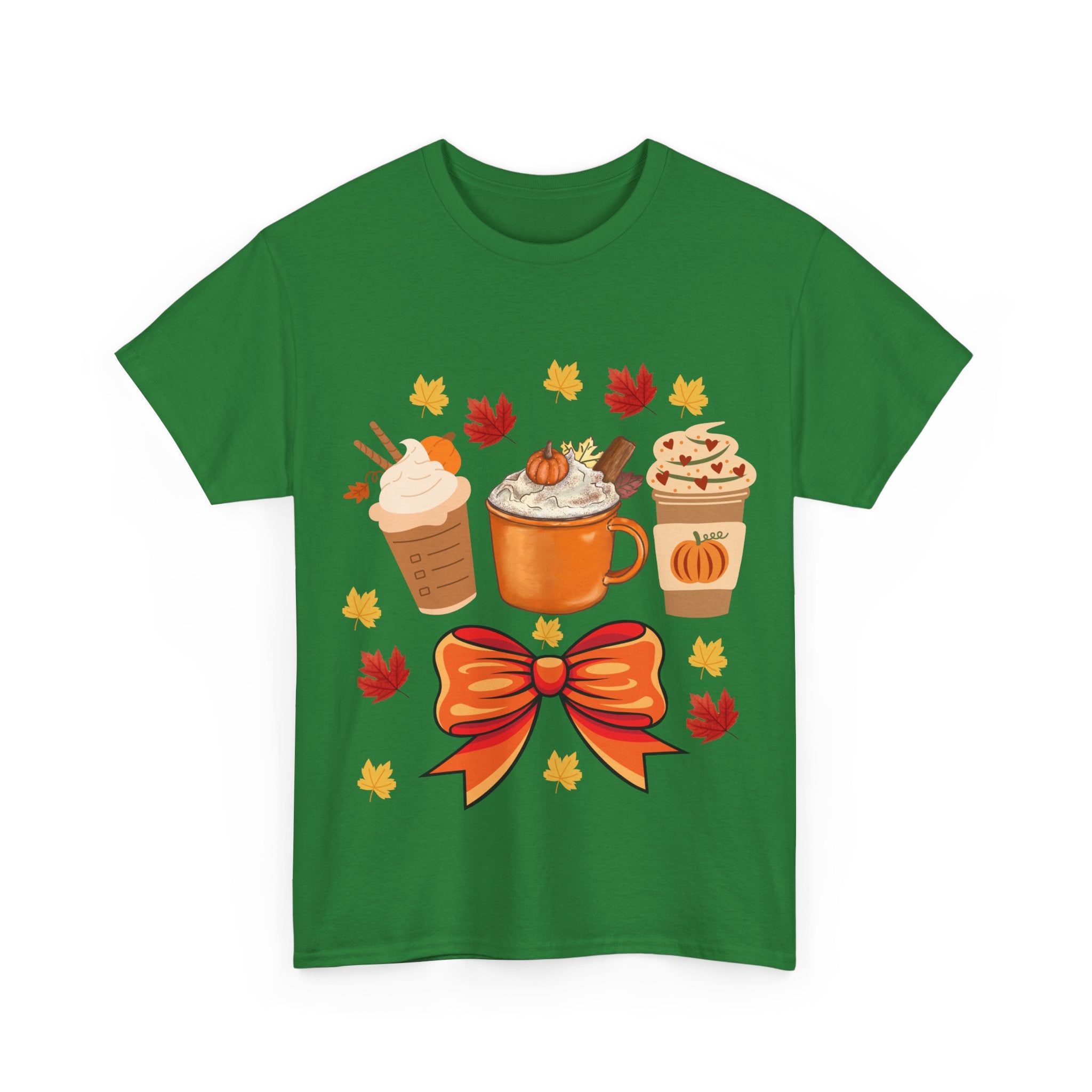 Fall-Themed Unisex Heavy Cotton Tee, Autumn Shirt, Pumpkin Spice Tee, Cozy Fall Apparel, Coffee Lover T-shirt