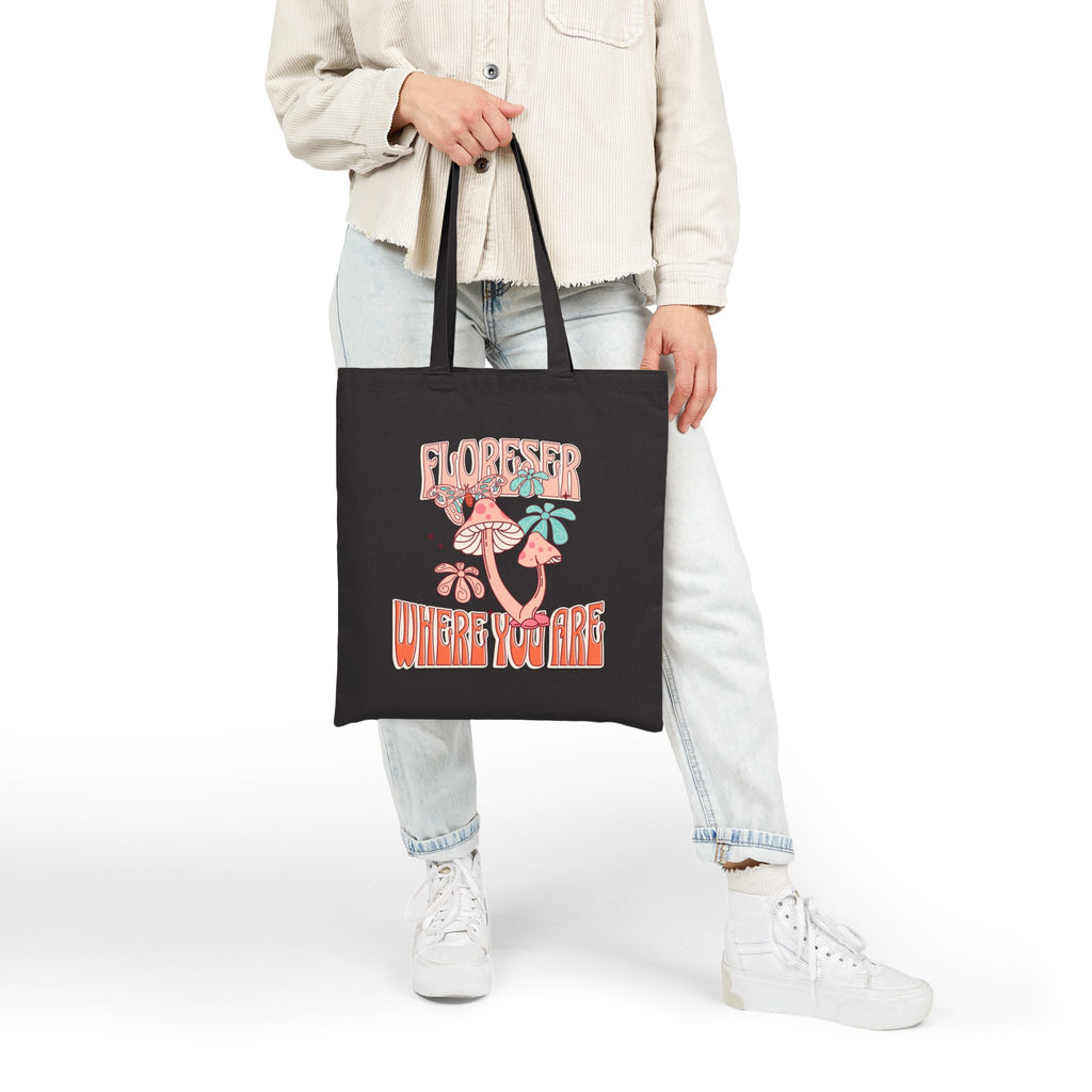 Tote Bag — “Floreser Where You Are” Retro Floral Canvas Tote
