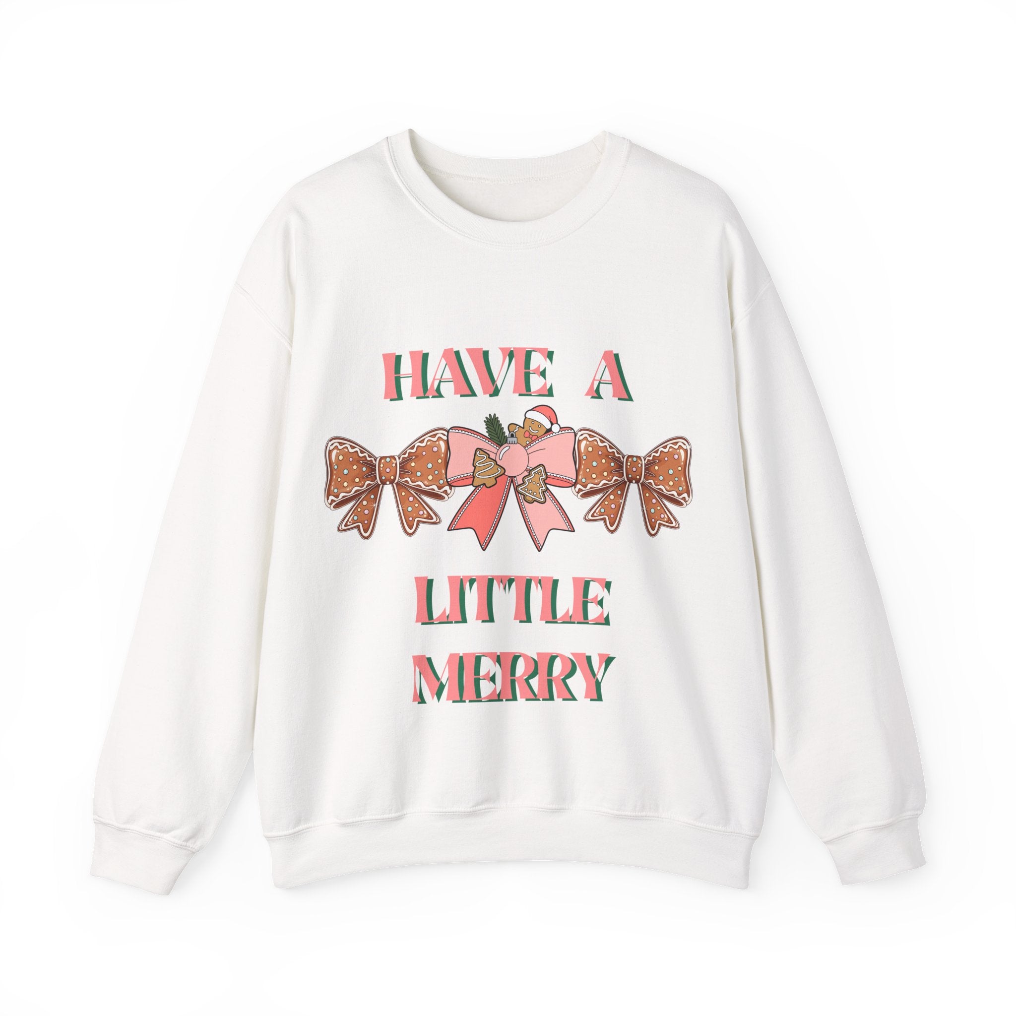 Have a Little Merry Crewneck Sweatshirt — Pink Holiday Bow Christmas Sweater
