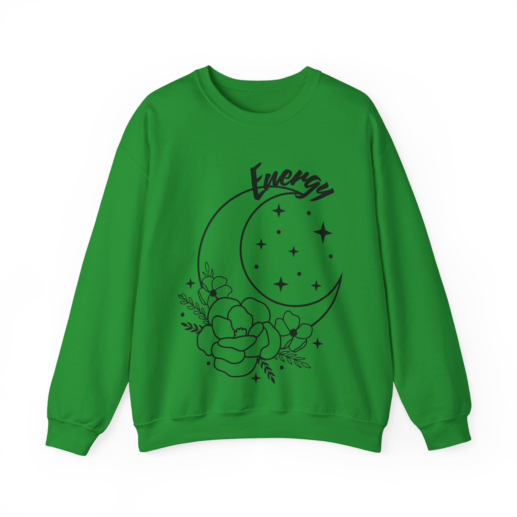 Celestial Energy Sweatshirt, Moon and Flowers Crewneck, Cozy Unisex Top, Astrology Gift, Spiritual Apparel, Birthday Gift, Everyday Wear