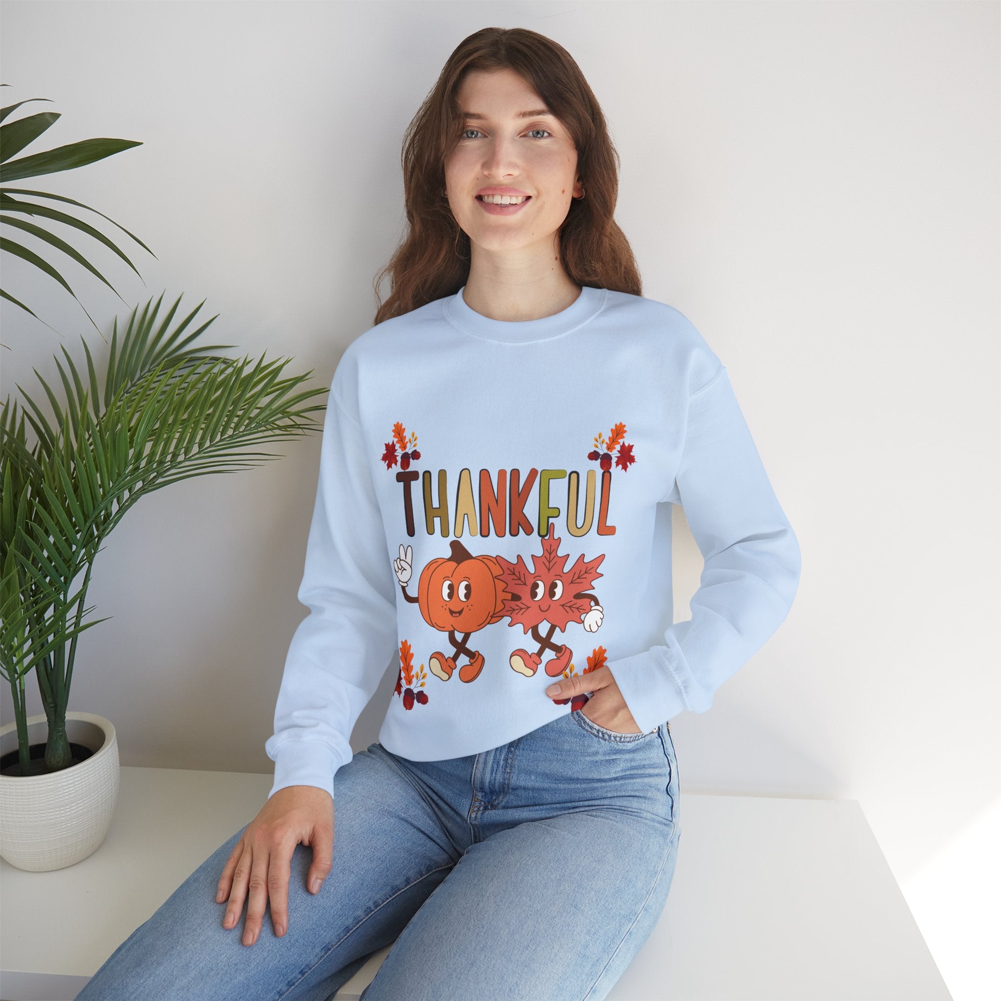 Thankful Autumn Crewneck Sweatshirt, Cozy Fall Sweater, Unisex Sweatshirt, Thanksgiving Gift, Cute Seasonal Apparel