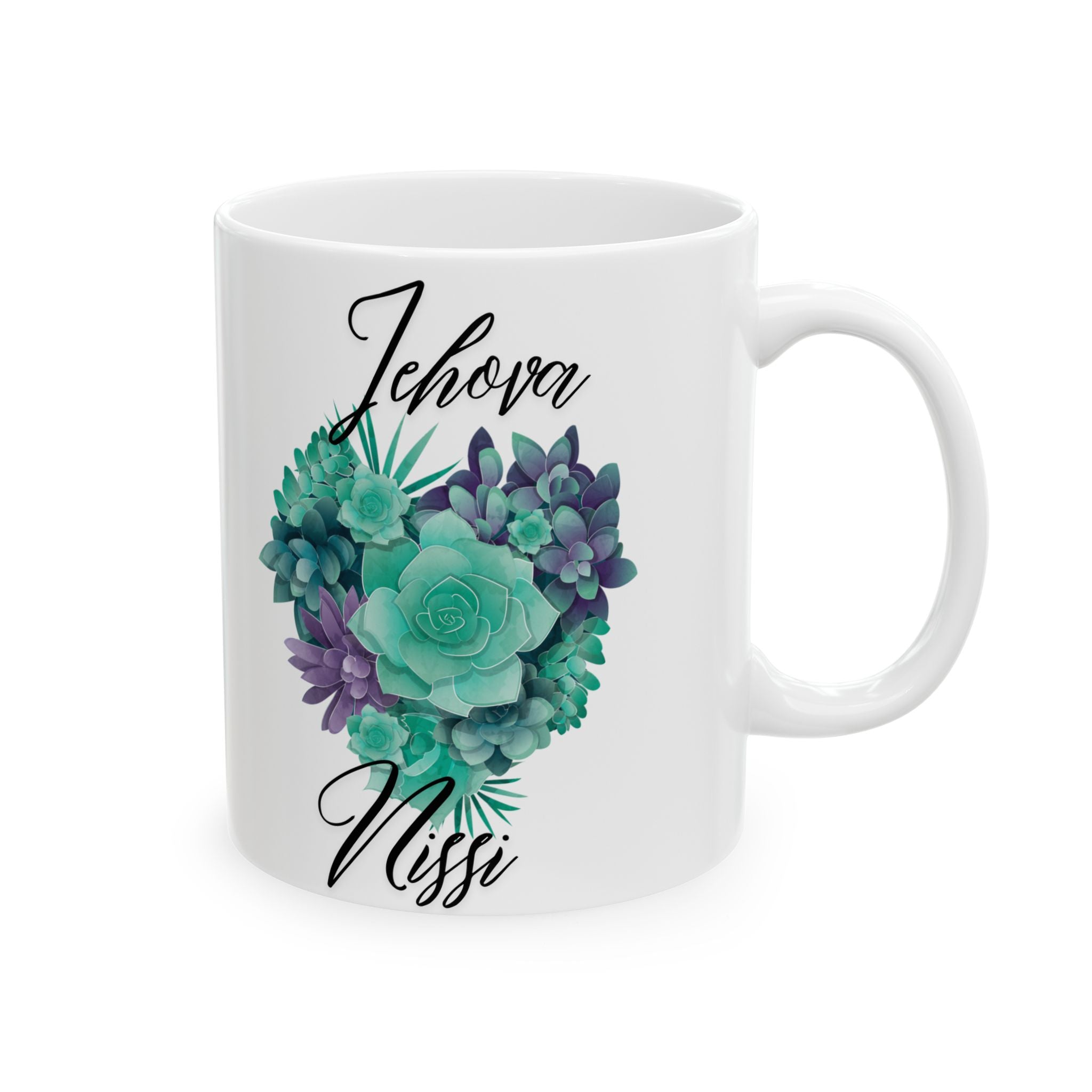 Succulent Love Ceramic Mug – 'I Love You More' Floral Coffee Cup (11oz & 15oz)