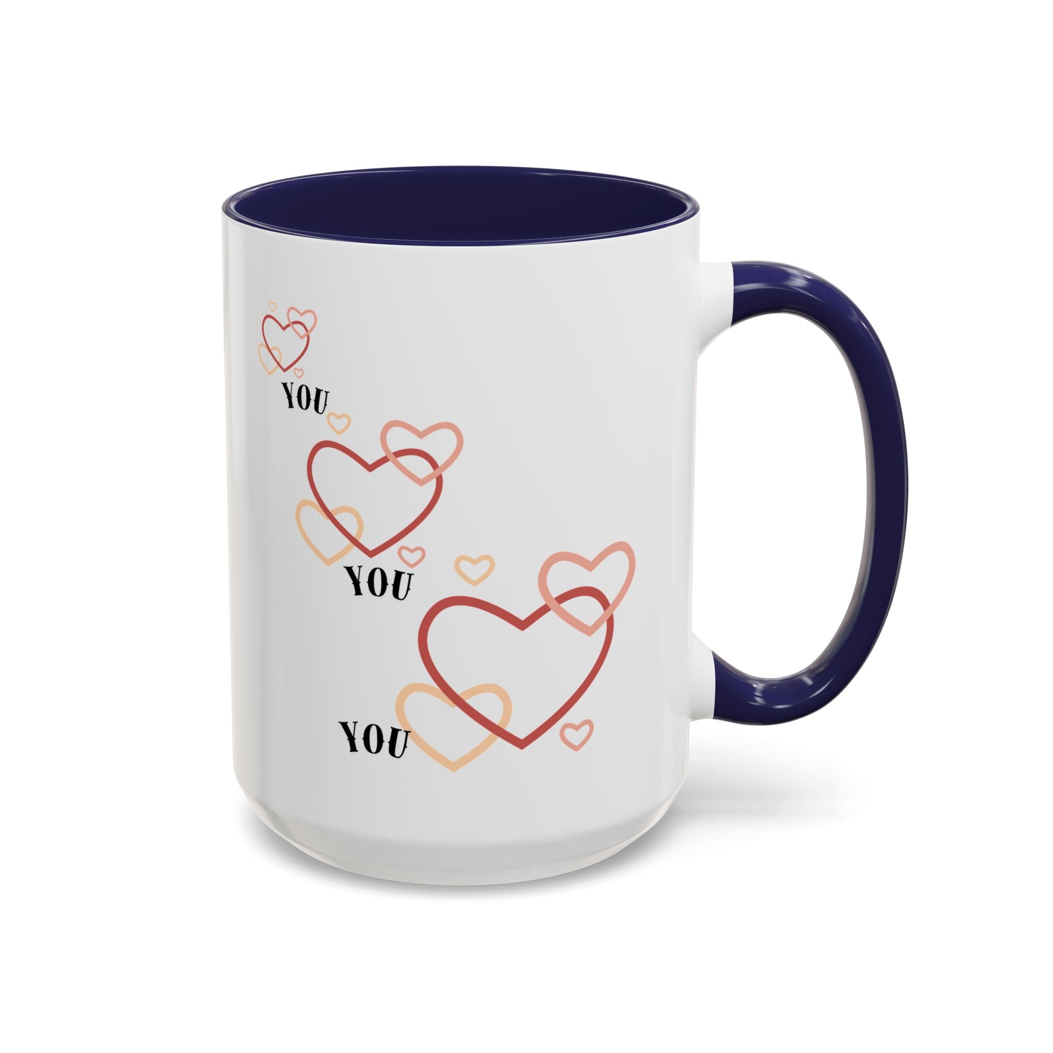 Love You Accent Coffee Mug, Valentine's Day Gift, Heart Mug, Cute Coffee Cup, Romantic Beverage Container