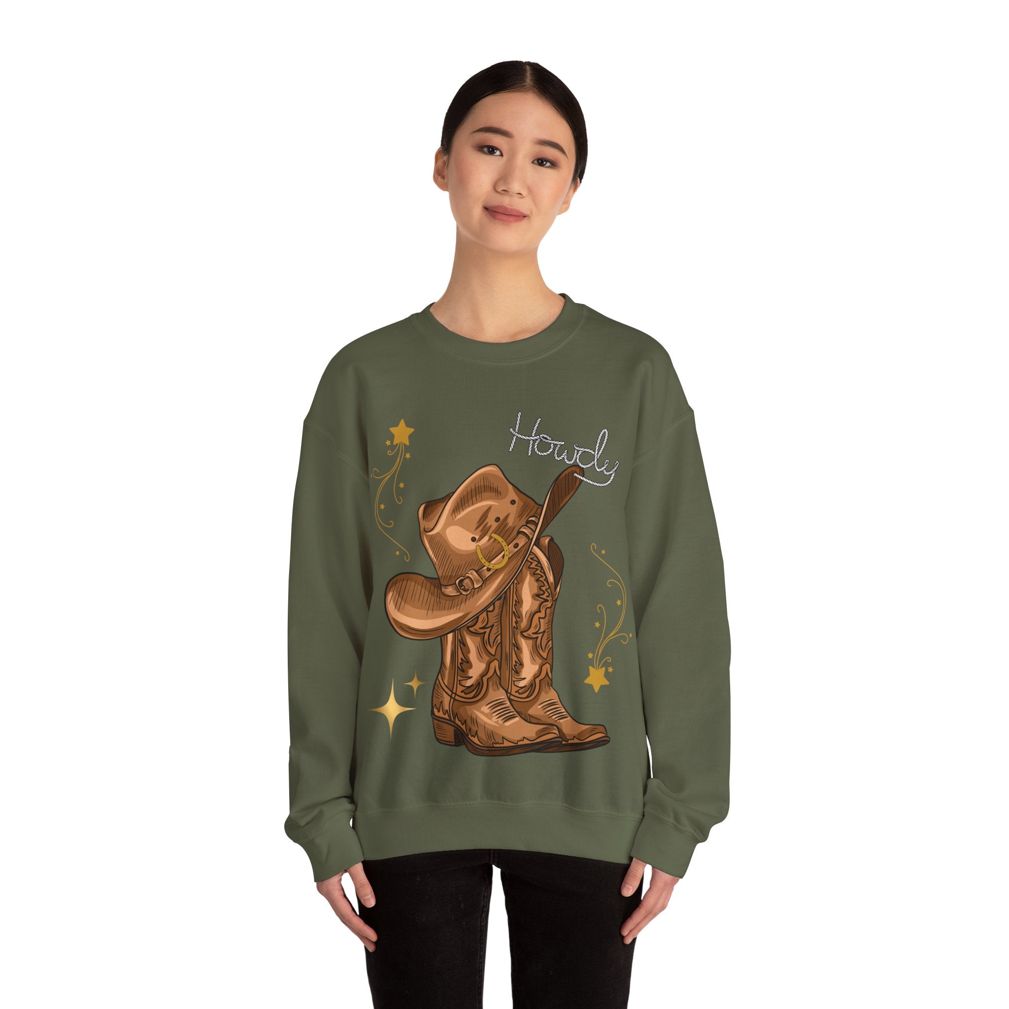 Howdy Cowboy Crewneck Sweatshirt | Unisex Sweatshirt, Western Apparel, Fall Fashion, Gift for Him/Her, Casual Wear