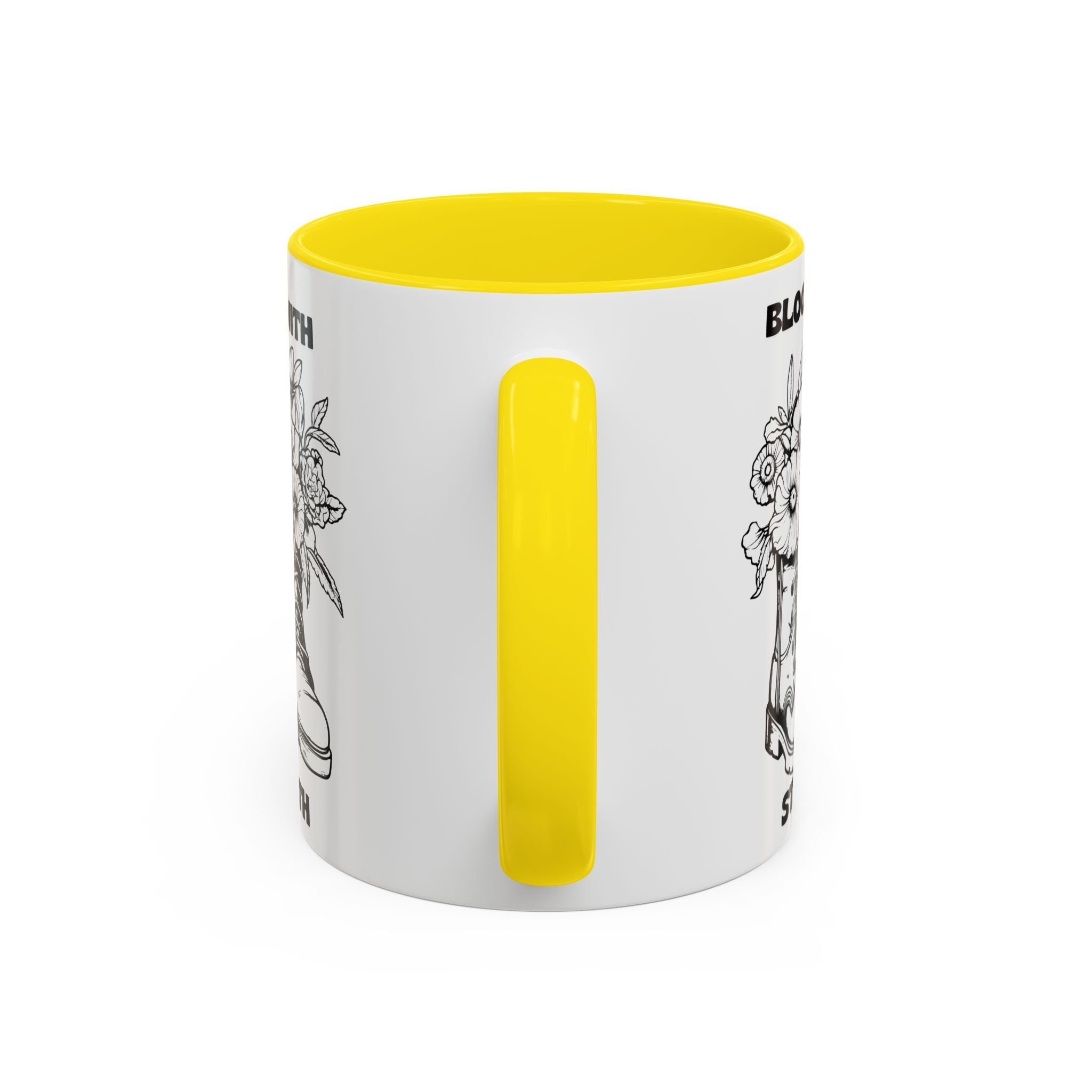 Bloom With Strength Coffee Mug — Floral Boots Inspirational Accent Mug (11/15oz)