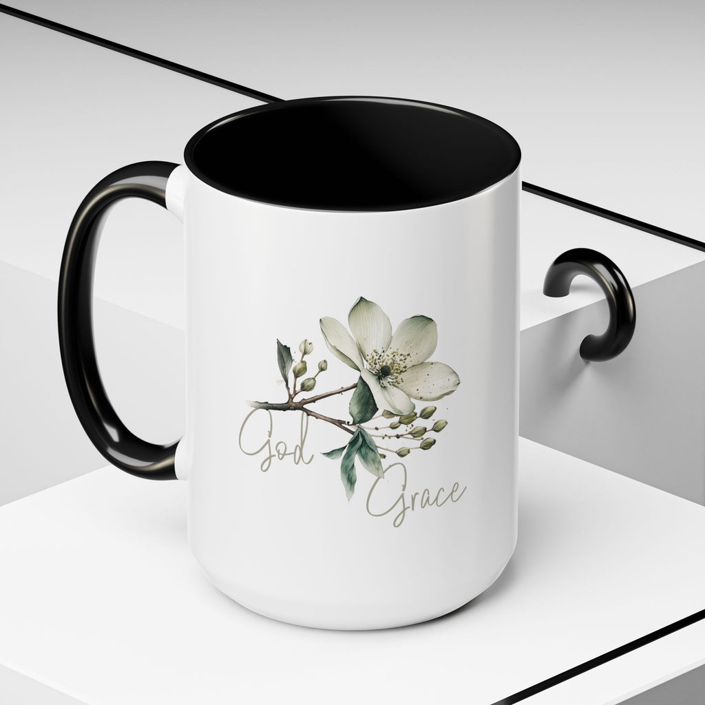 Floral Accent Coffee Mug | God Grace Gift, Nature-Inspired Tea Cup, Inspirational Drinkware for Home, Office, Mother's Day