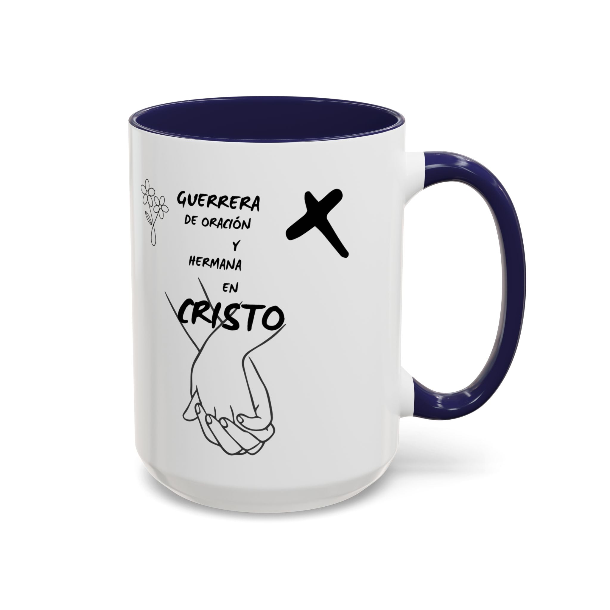 Christian Prayer Warrior Mug — "Guerrera de Oración y Hermana en Cristo" Accent Coffee Cup (11/15oz)