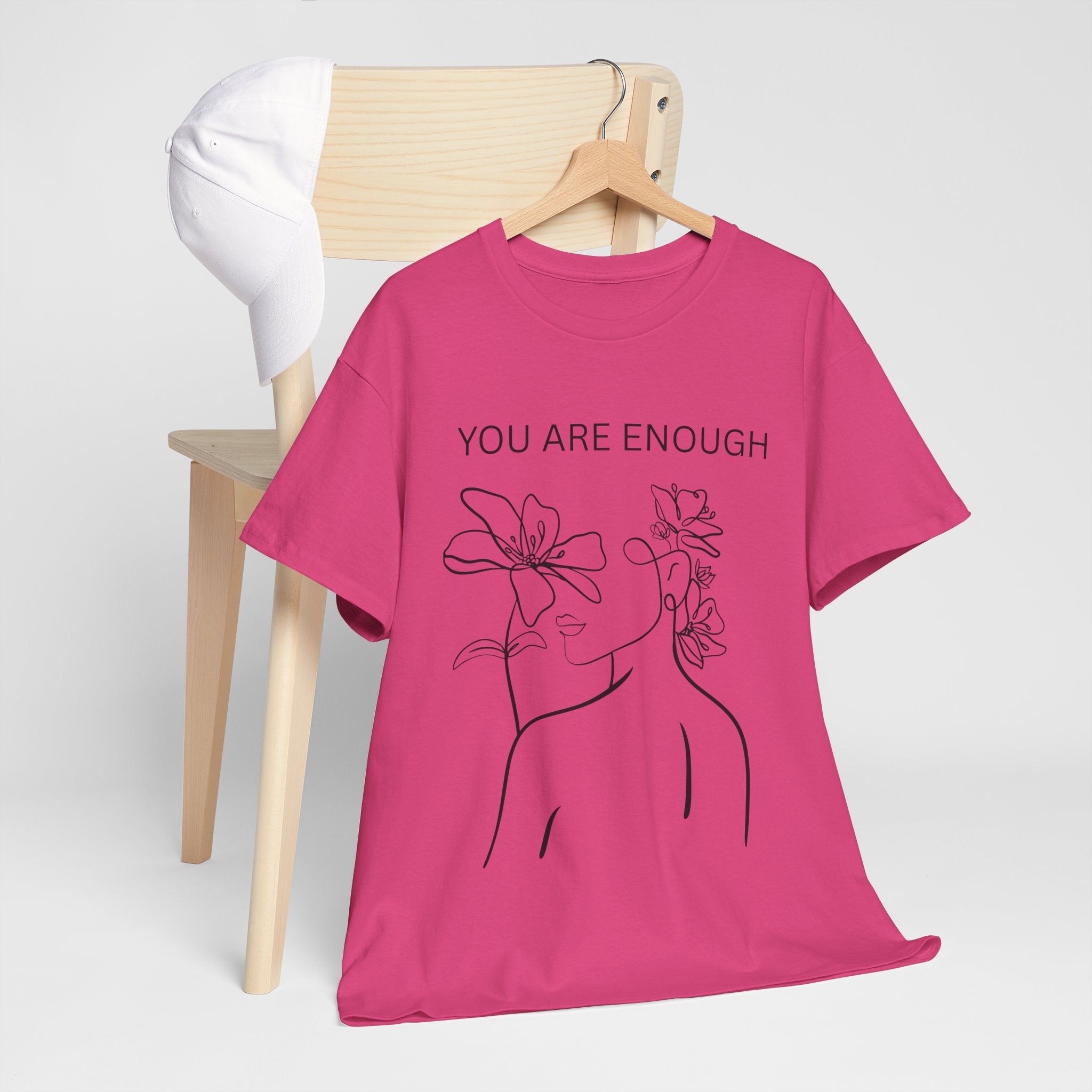 Inspirational Floral Tee, Unisex Heavy Cotton T-Shirt with 'You Are Enough' Design, Motivational Gift, Self-Love Apparel, Positive [...]