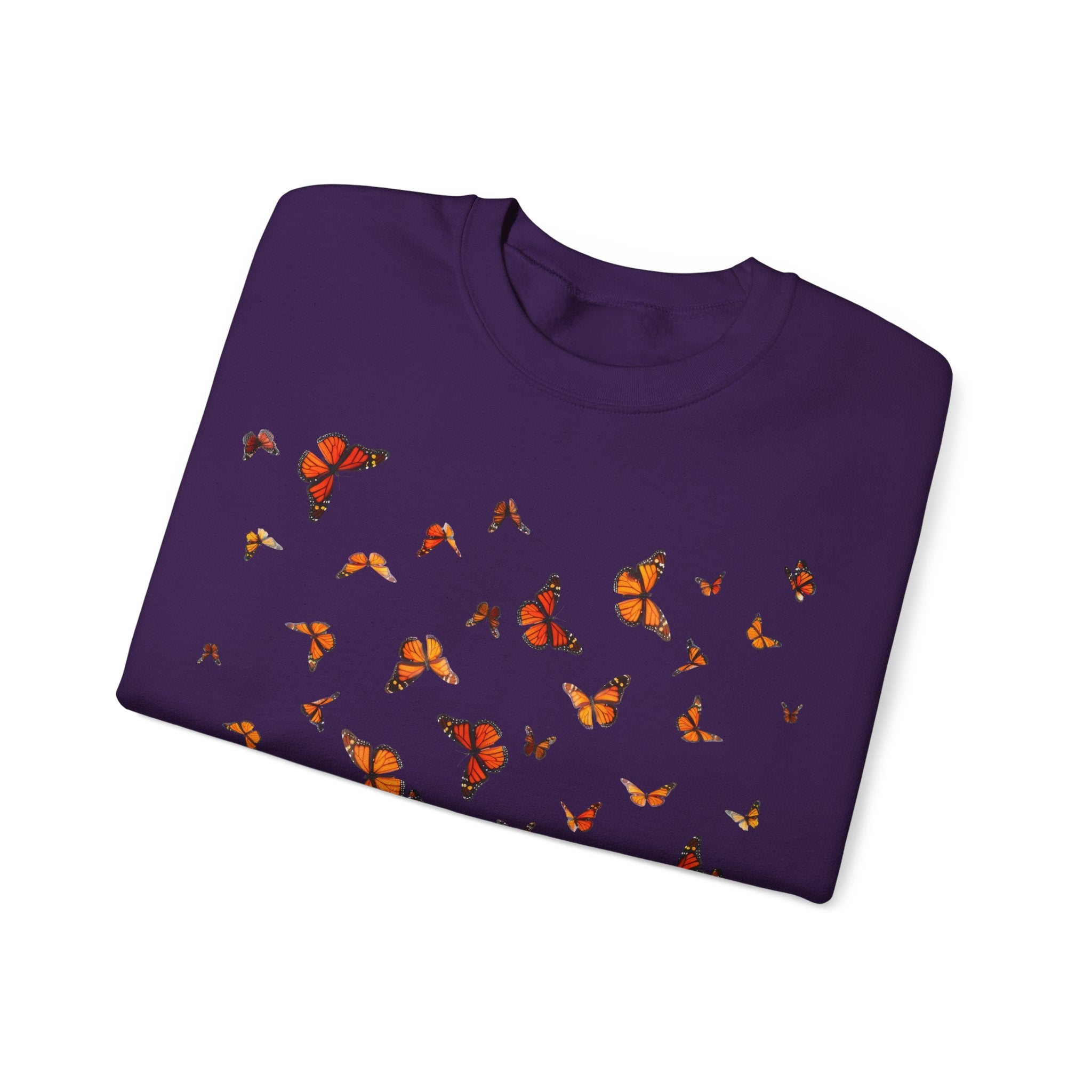 Butterfly Flock Crewneck Sweatshirt — Orange Monarchs Graphic