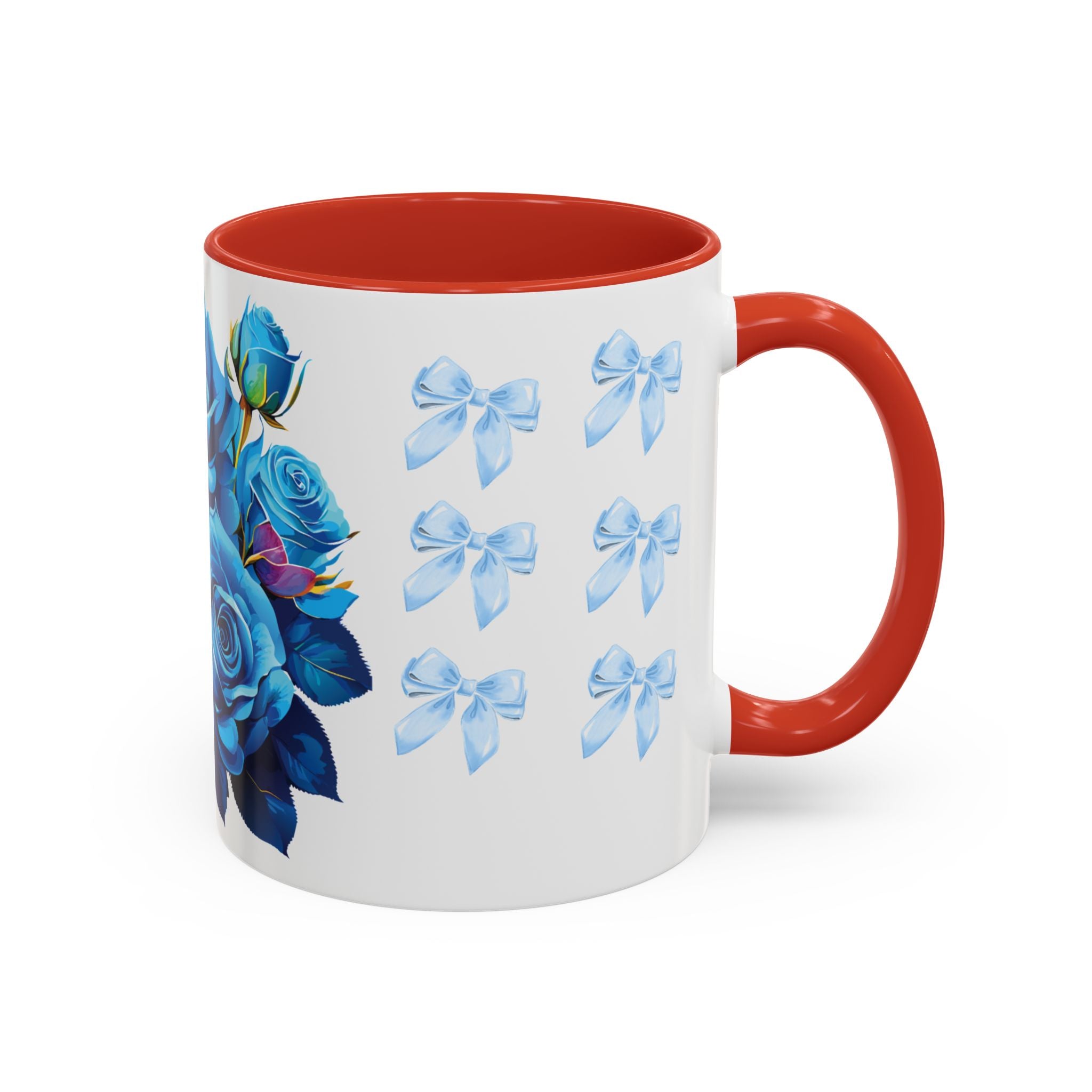 Blue Rose Accent Coffee Mug – Floral Bouquet Design (11/15 oz)
