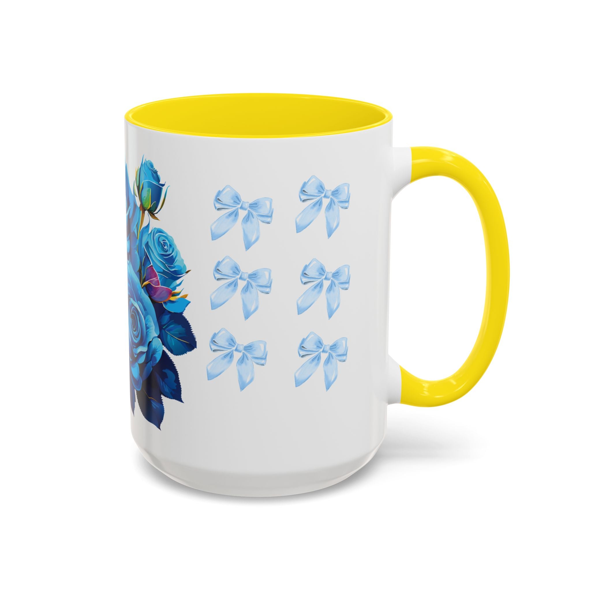 Blue Rose Accent Coffee Mug – Floral Bouquet Design (11/15 oz)