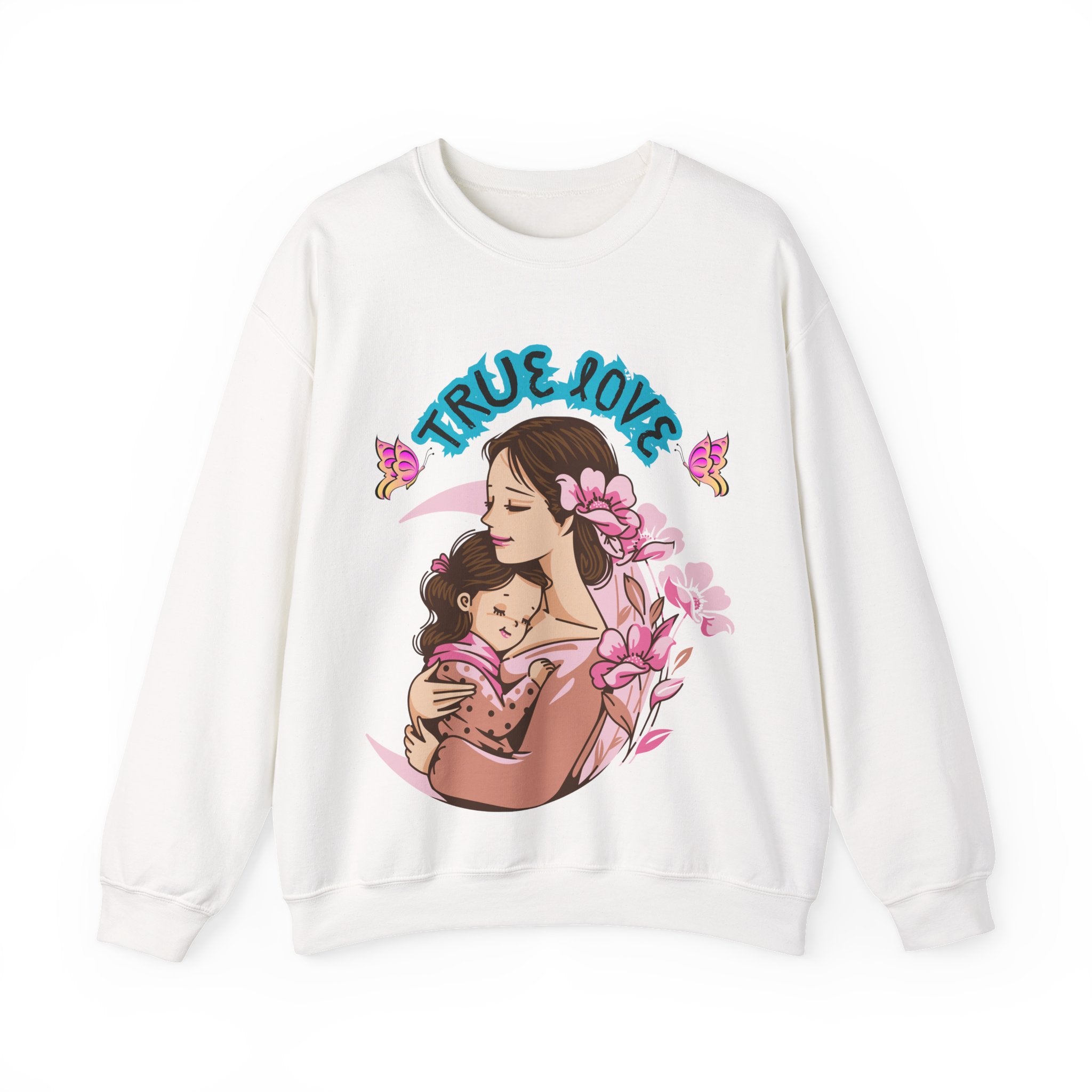 True Love Crewneck Sweatshirt | Family Gift, Mother's Day Apparel, Cozy Sweatshirt, Comfort Wear, Floral Design