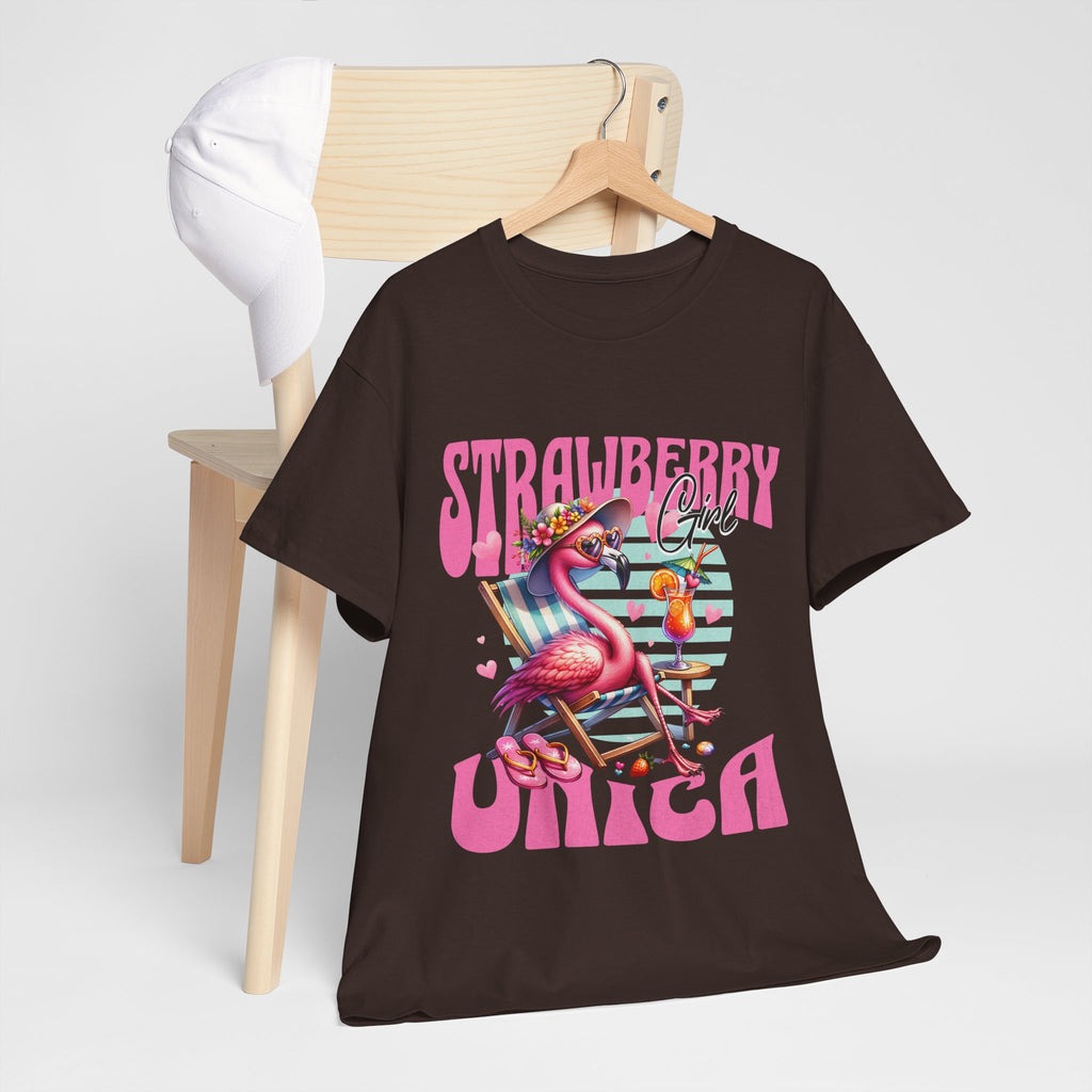 Strawberry Girl Unisex Heavy Cotton Tee - Summer Vibes T-Shirt