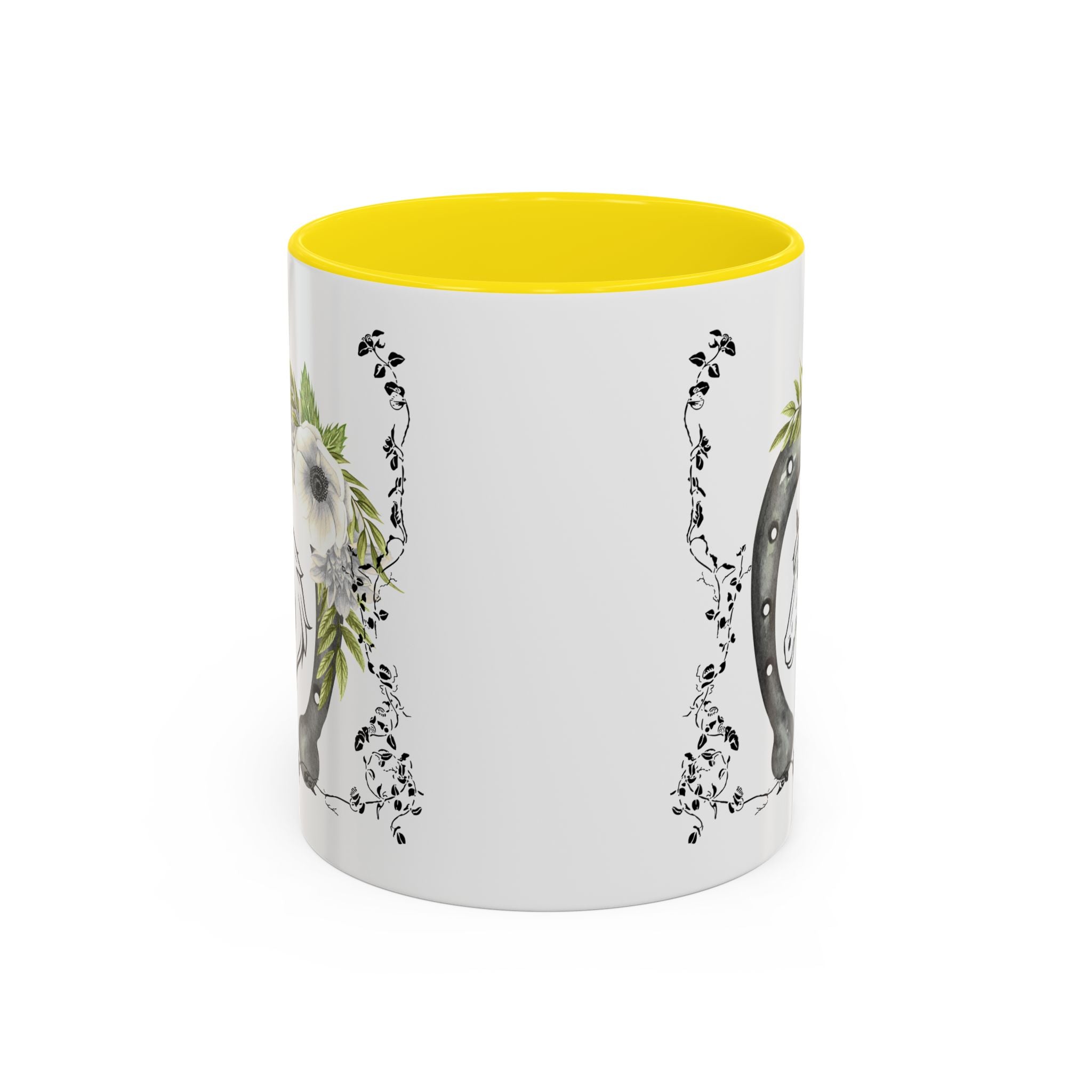 Personalized Floral Horseshoe Mug - Unique Gift for Horse Lovers, Cowgirl Theme, Farmhouse Decor, Wedding Favors, Custom Name Mug