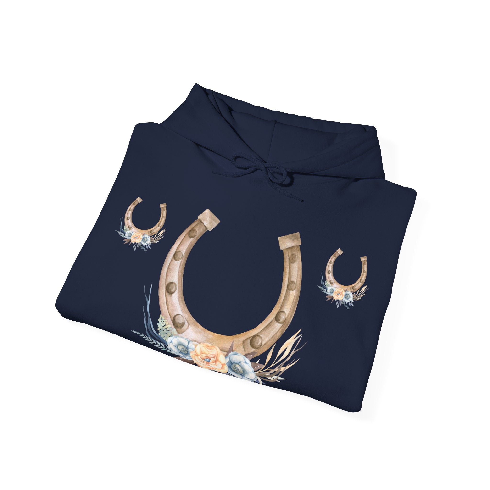 Equestrian Floral Horseshoe Hoodie, Cozy Unisex Sweatshirt, Gifts for Horse Lovers, Country Style Apparel, Birthday Gift, Festival Wear