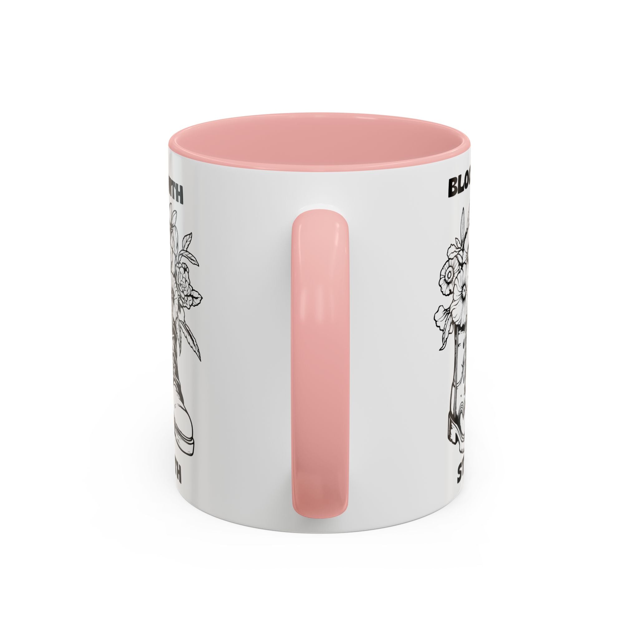 Bloom With Strength Coffee Mug — Floral Boots Inspirational Accent Mug (11/15oz)