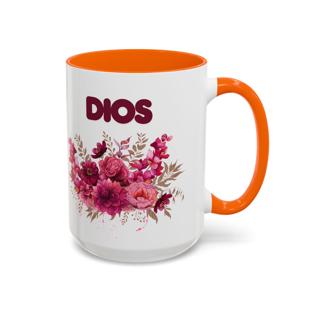 Dios Floral Accent Coffee Mug — 11/15oz Inspirational Christian Tea Cup