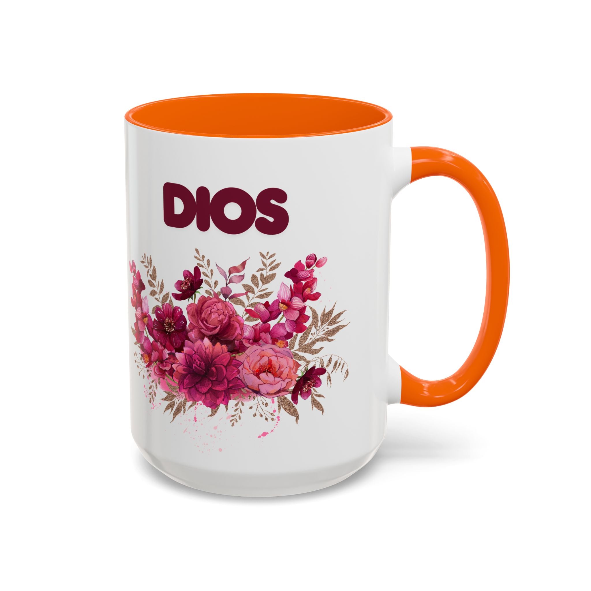Dios Floral Accent Coffee Mug — 11/15oz Inspirational Christian Tea Cup