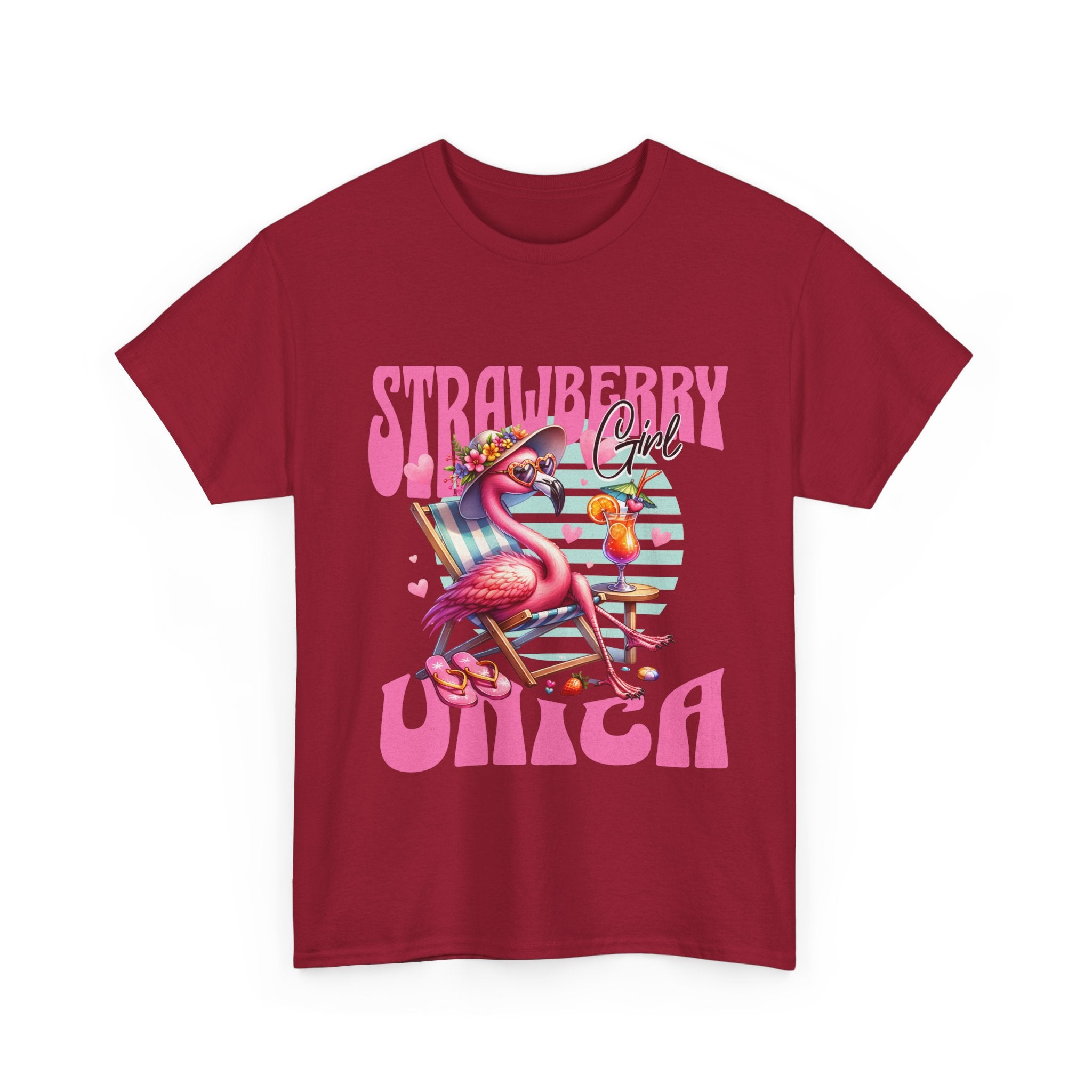 Strawberry Girl Unisex Heavy Cotton Tee - Summer Vibes T-Shirt