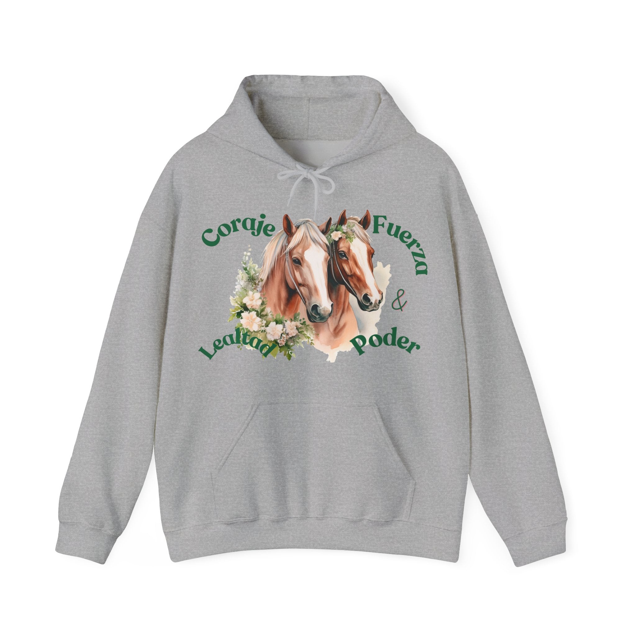 Equine Spirit Hooded Sweatshirt - Courage, Strength, Love, Gift for Horse Lovers, Cozy Wear, Equestrian Apparel, Motivational Sweatshirt
