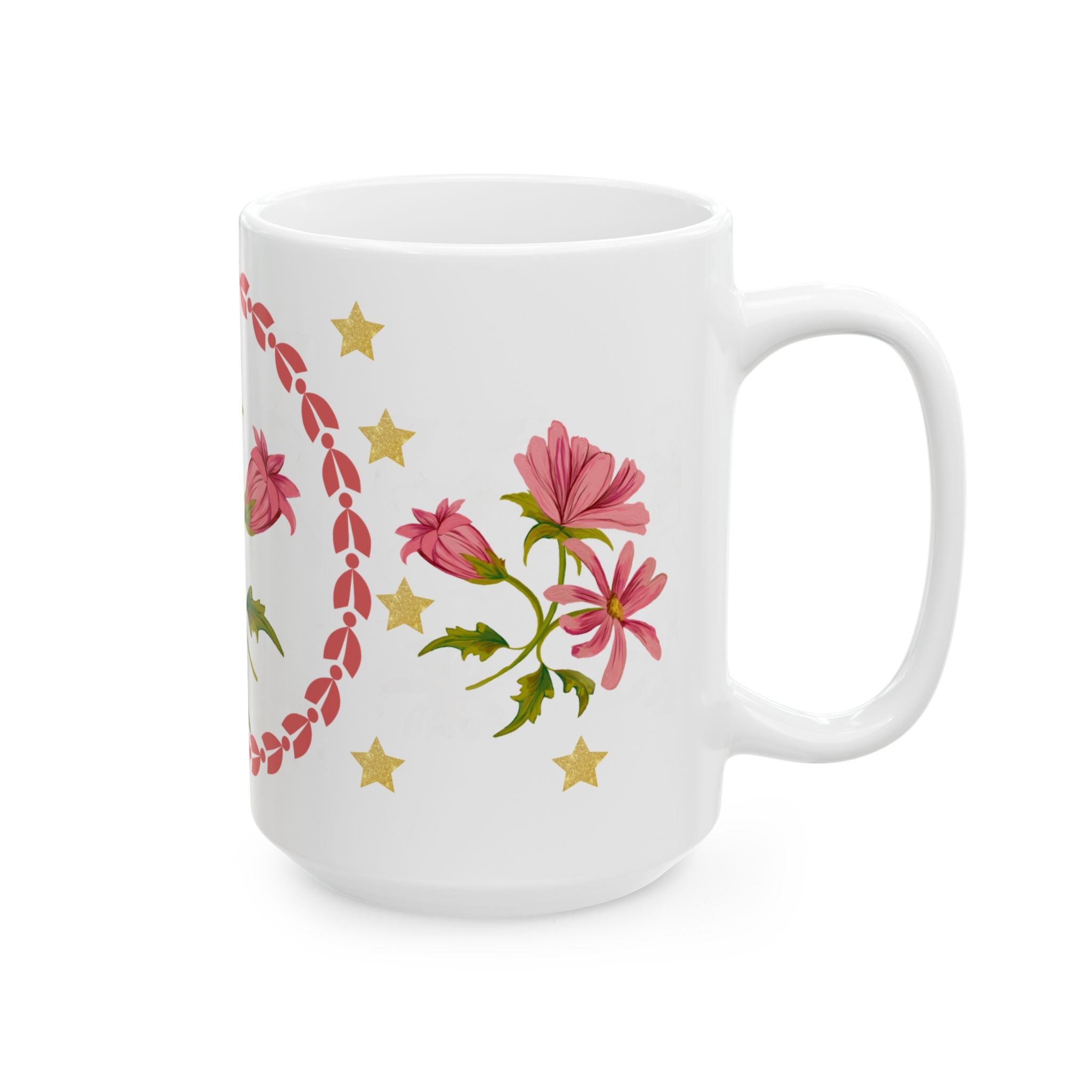 Floral Pink Cosmos Ceramic Mug (11oz & 15oz) — Vintage Garden Tea Coffee Cup