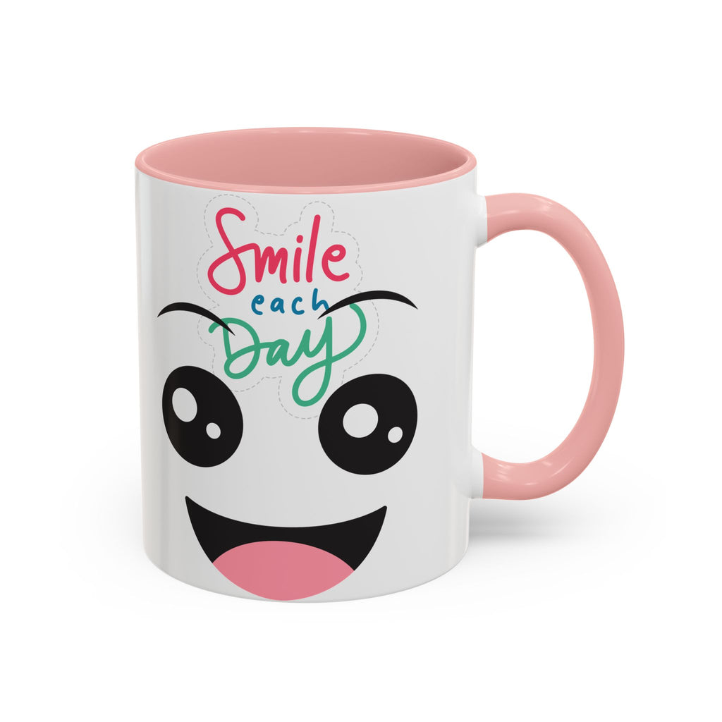 Smile Each Day Coffee Mug — Cute Cartoon Face Accent Mug (11/15oz)