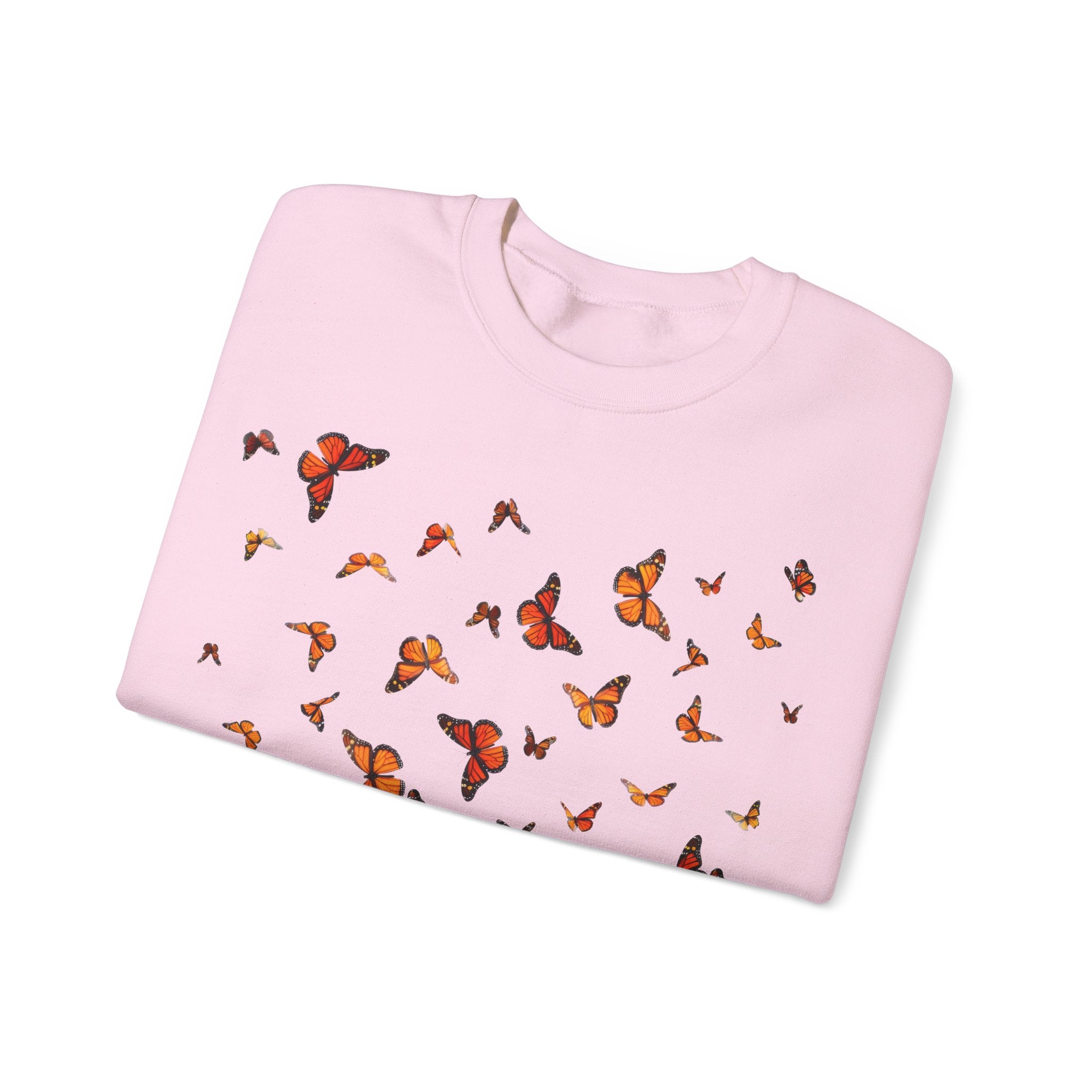 Butterfly Flock Crewneck Sweatshirt — Orange Monarchs Graphic