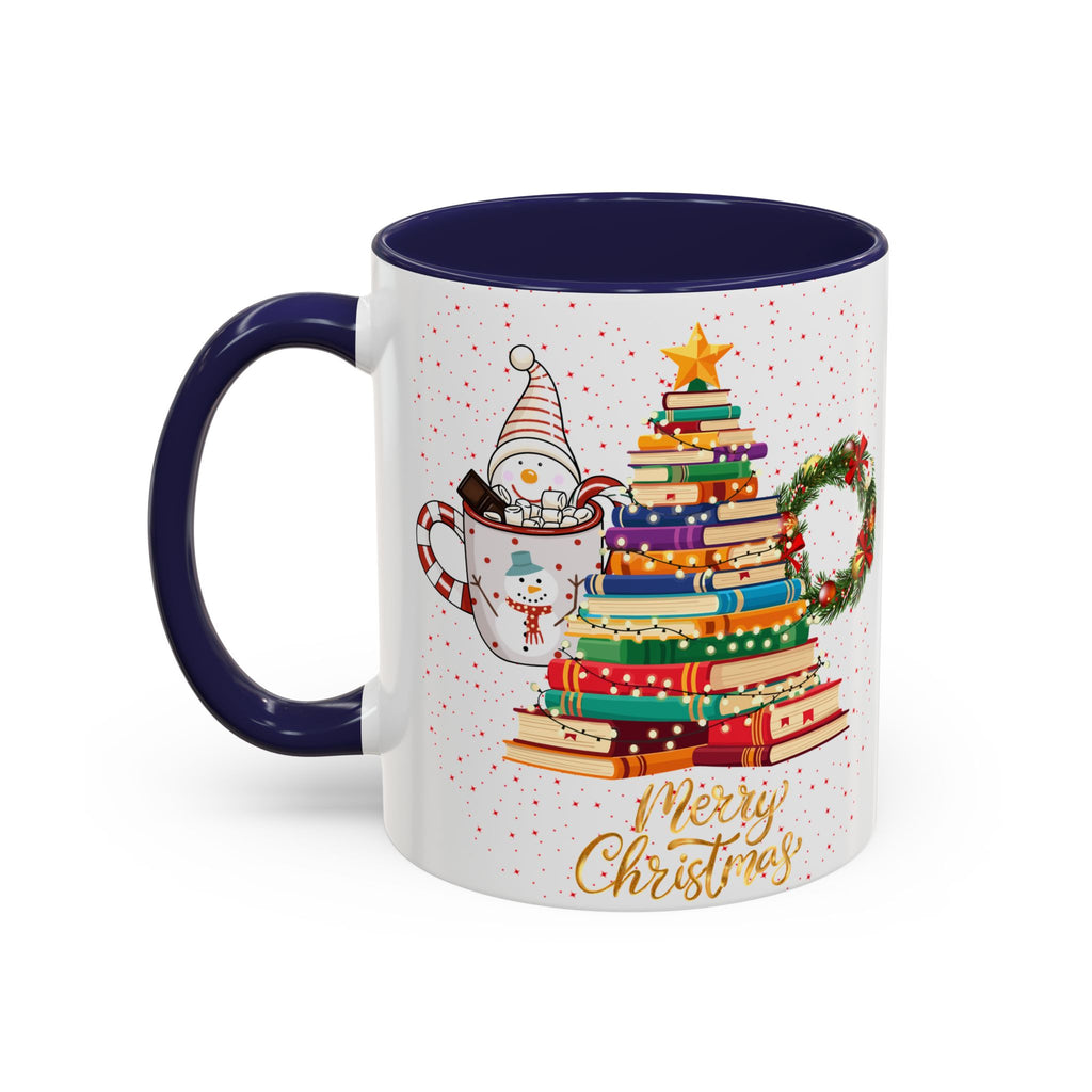 Christmas Book Tree Coffee Mug — Merry Christmas Accent Mug (11/15oz)