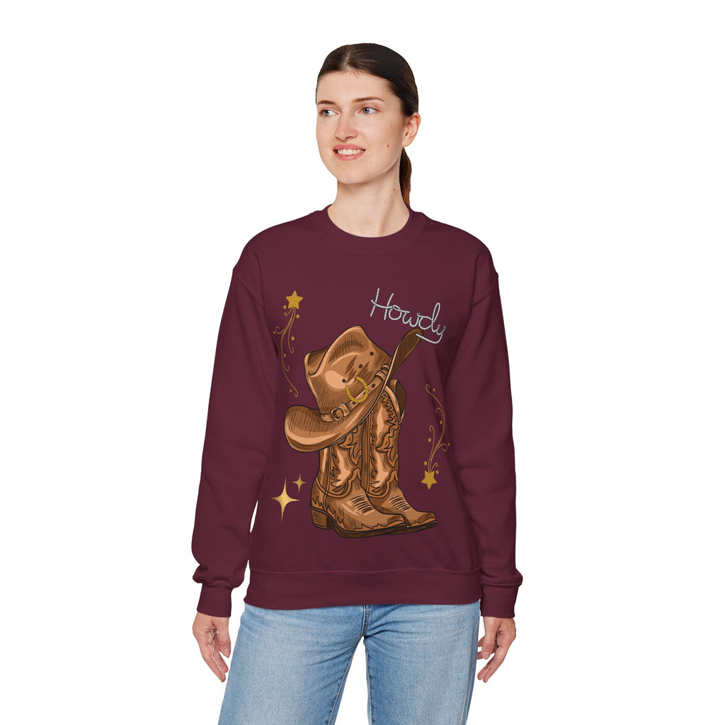 Howdy Cowboy Crewneck Sweatshirt | Unisex Sweatshirt, Western Apparel, Fall Fashion, Gift for Him/Her, Casual Wear