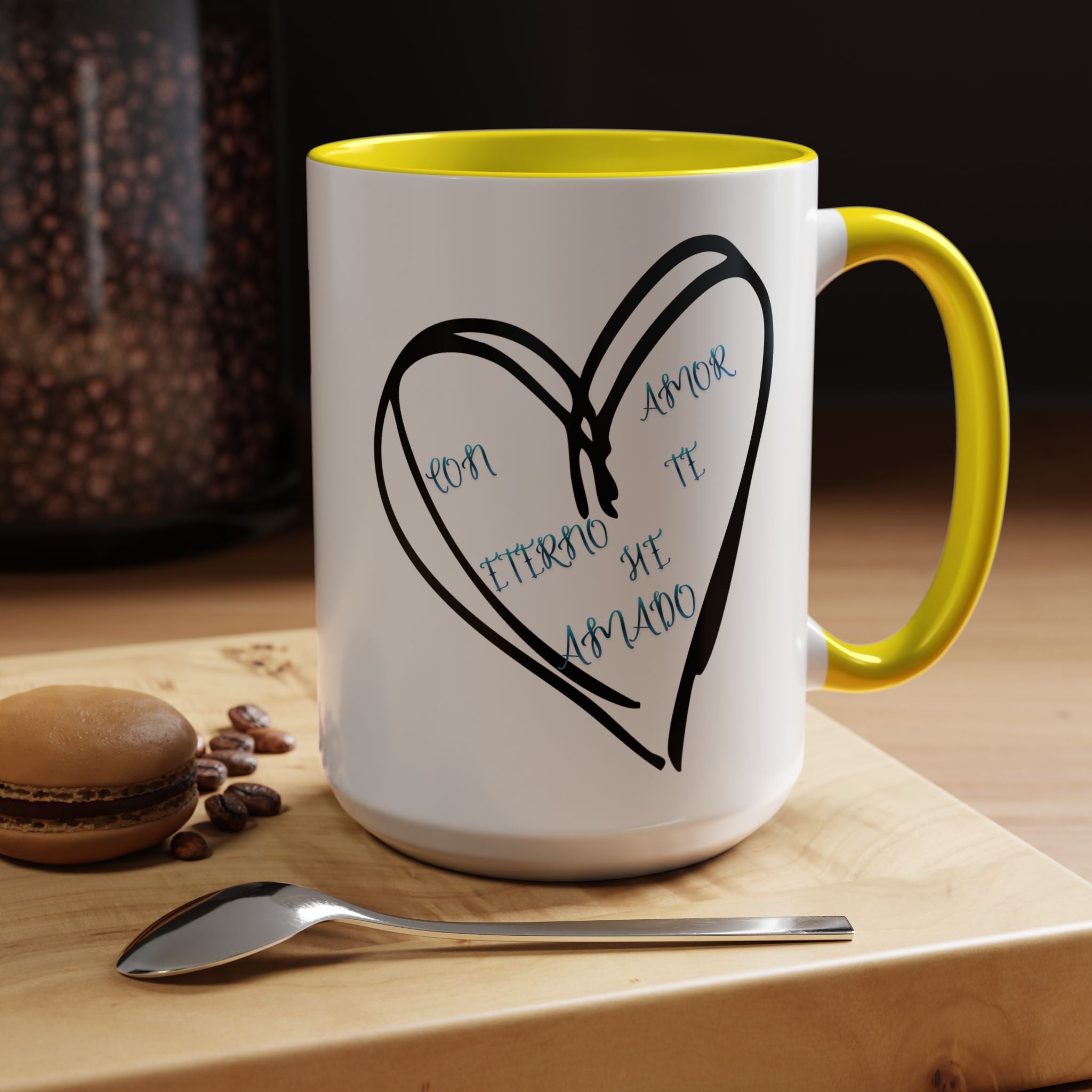 Coffee Mug - Hand-Drawn Heart with Spanish 'Por Amor Te He Amado' Accent