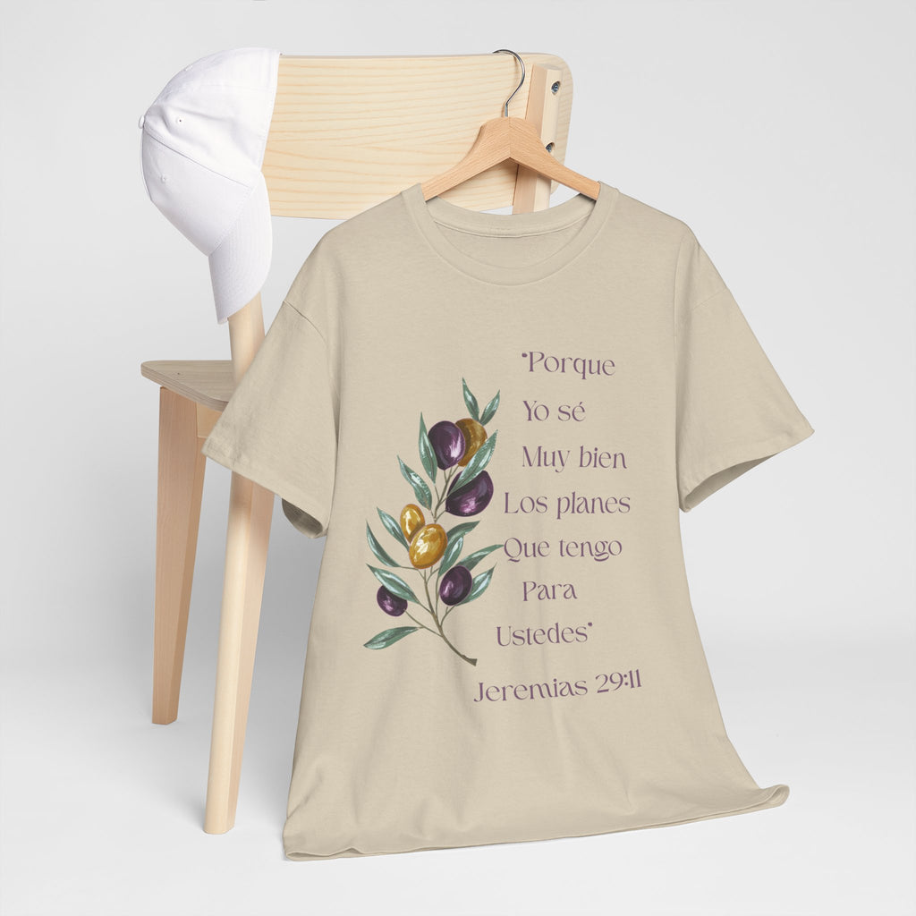 Olive Branch Scripture Tee — Jeremías 29:11 Spanish Floral Bible Verse T-Shirt