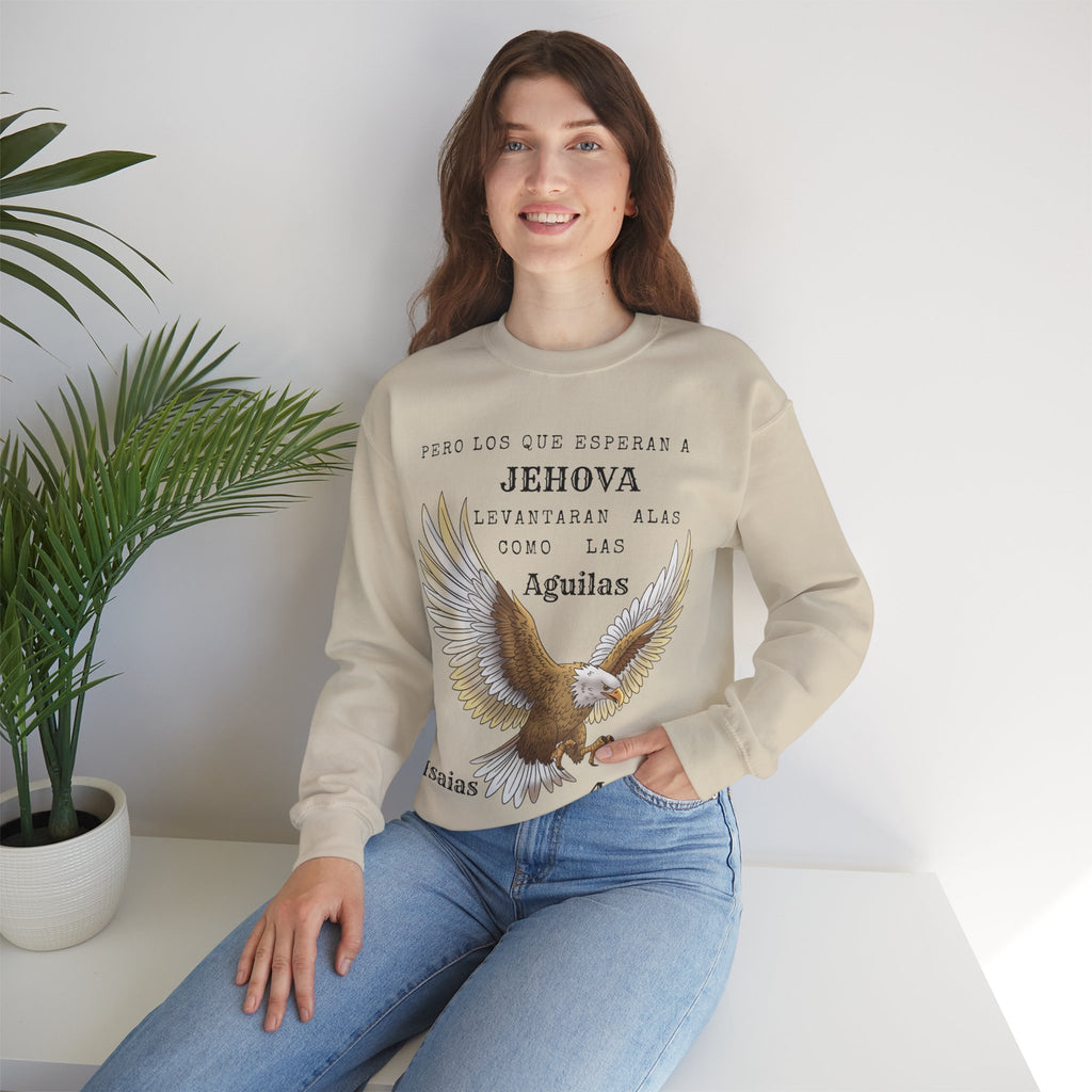 Isaías 40:31 Eagle Sweatshirt — "Pero los que esperan a Jehová" Spanish Christian Crewneck
