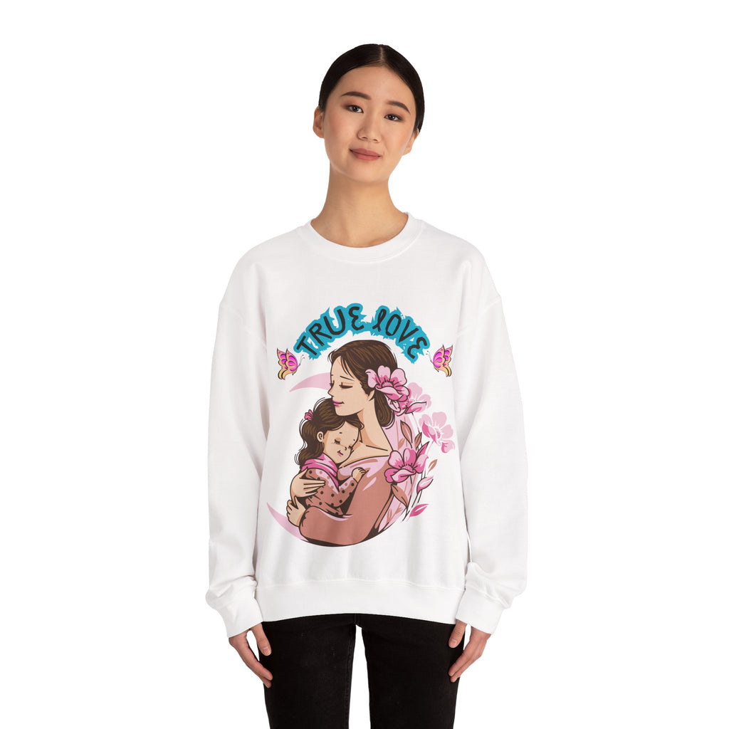 True Love Crewneck Sweatshirt | Family Gift, Mother's Day Apparel, Cozy Sweatshirt, Comfort Wear, Floral Design