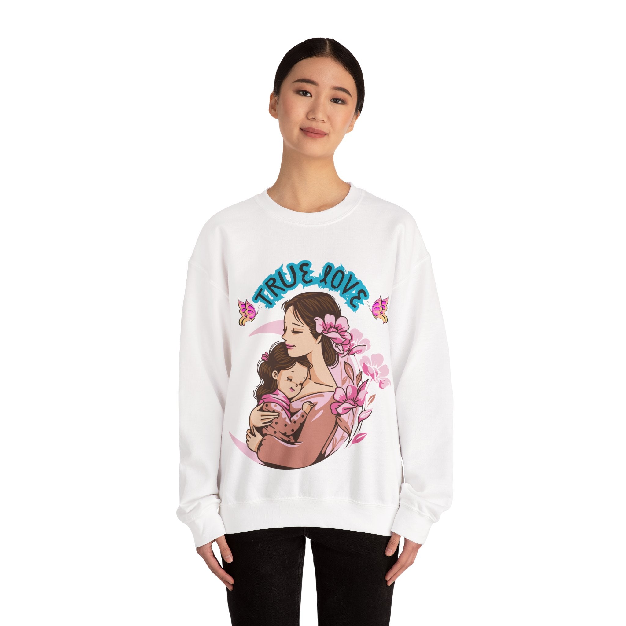 True Love Crewneck Sweatshirt | Family Gift, Mother's Day Apparel, Cozy Sweatshirt, Comfort Wear, Floral Design