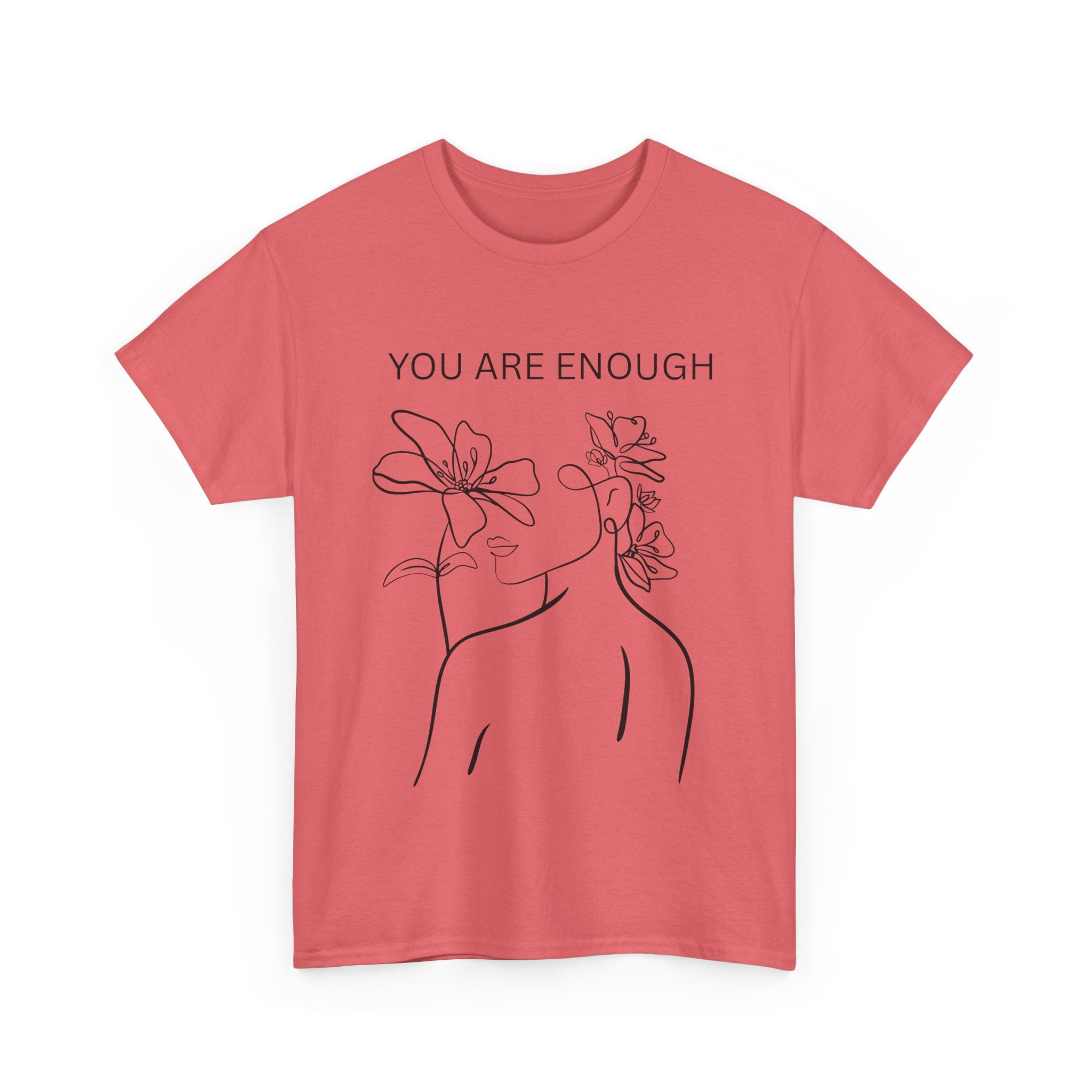 Inspirational Floral Tee, Unisex Heavy Cotton T-Shirt with 'You Are Enough' Design, Motivational Gift, Self-Love Apparel, Positive [...]